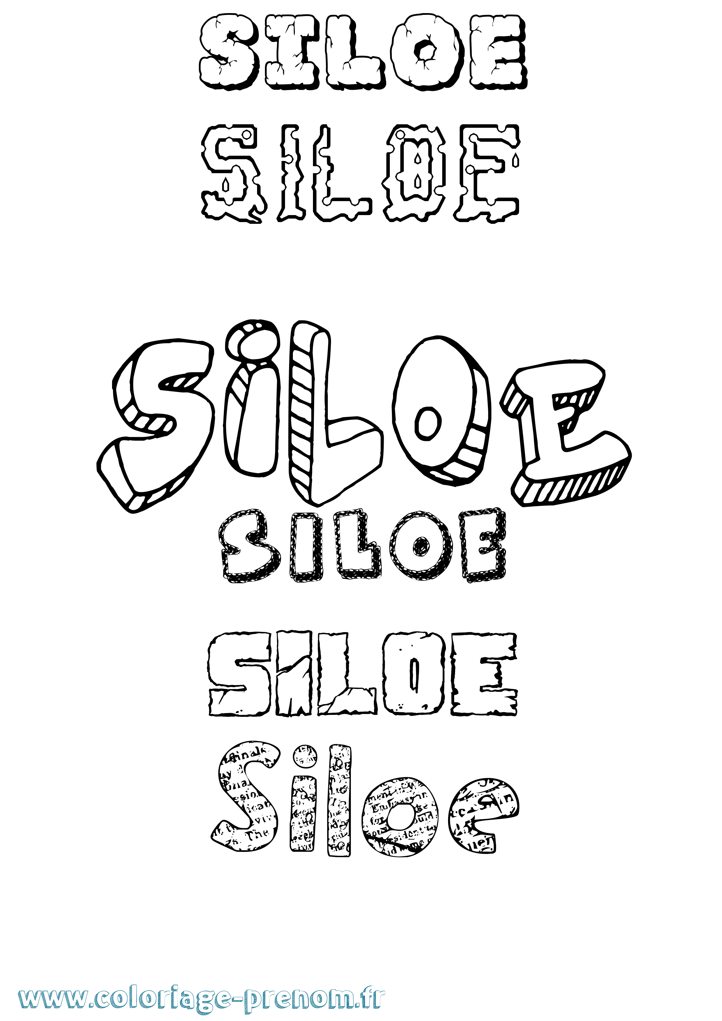 Coloriage prénom Siloe Destructuré