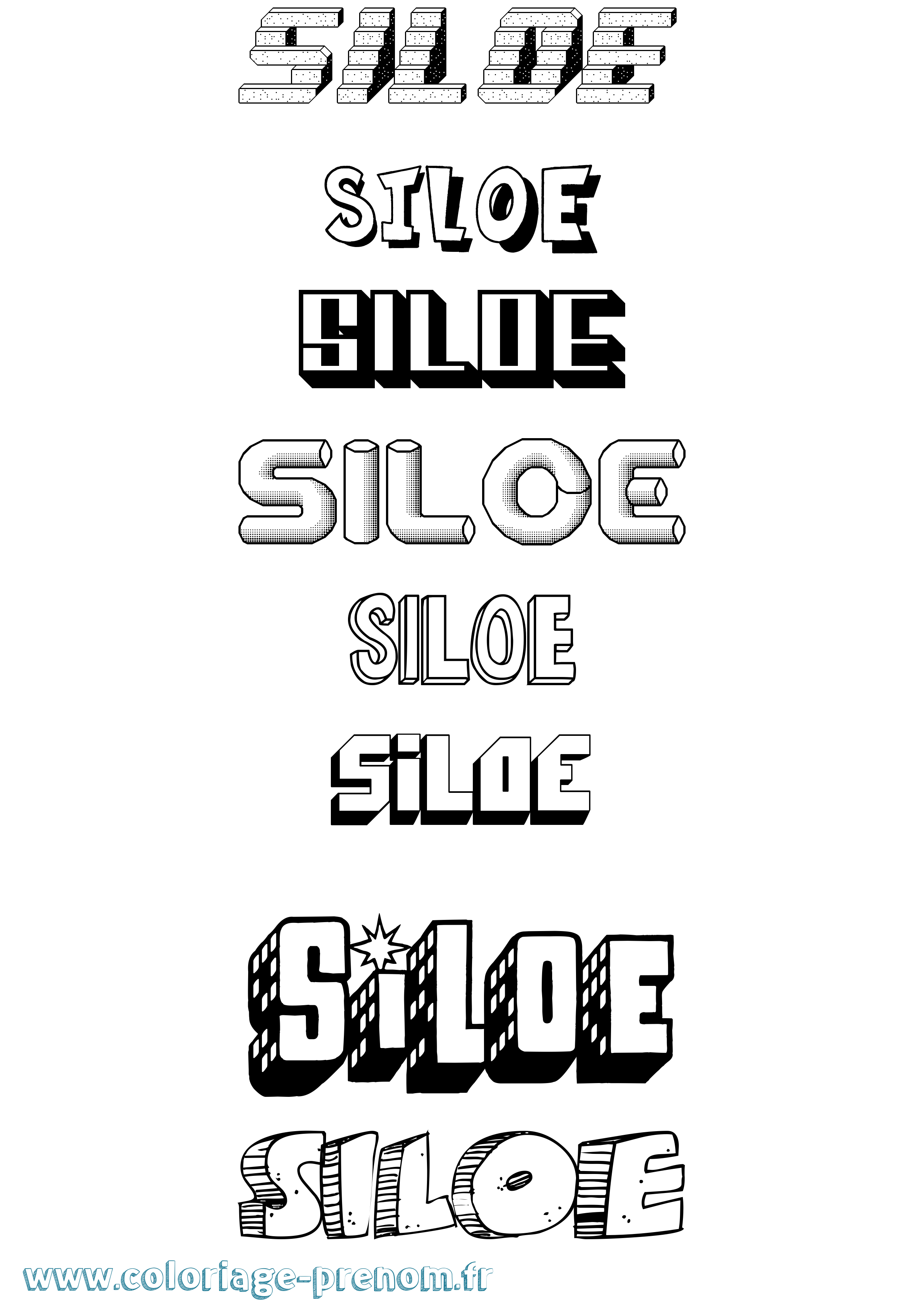Coloriage Siloe Effet 3D Coloriage prénom Siloe Effet 3D