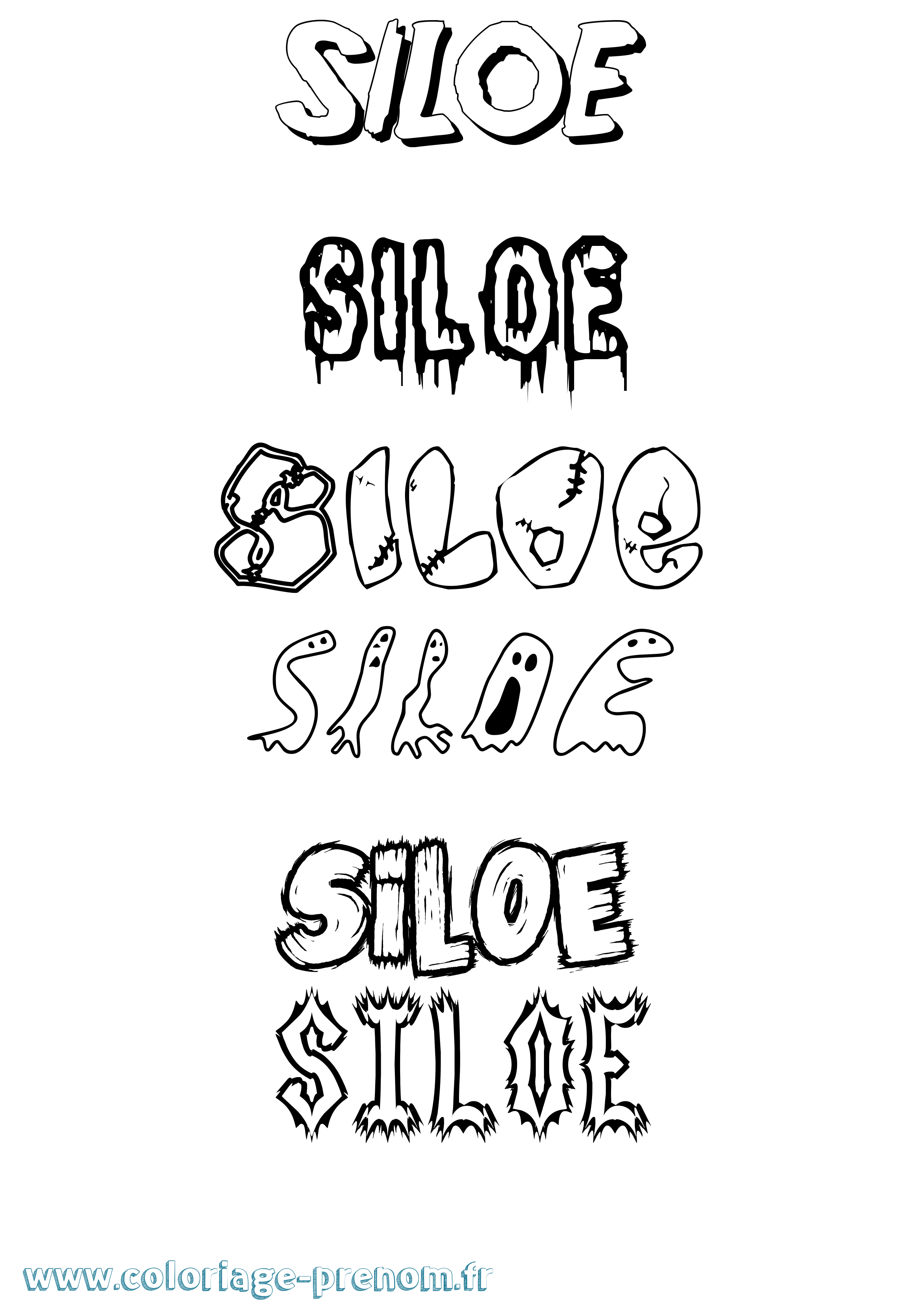 Coloriage Siloe Frisson Coloriage prénom Siloe Frisson