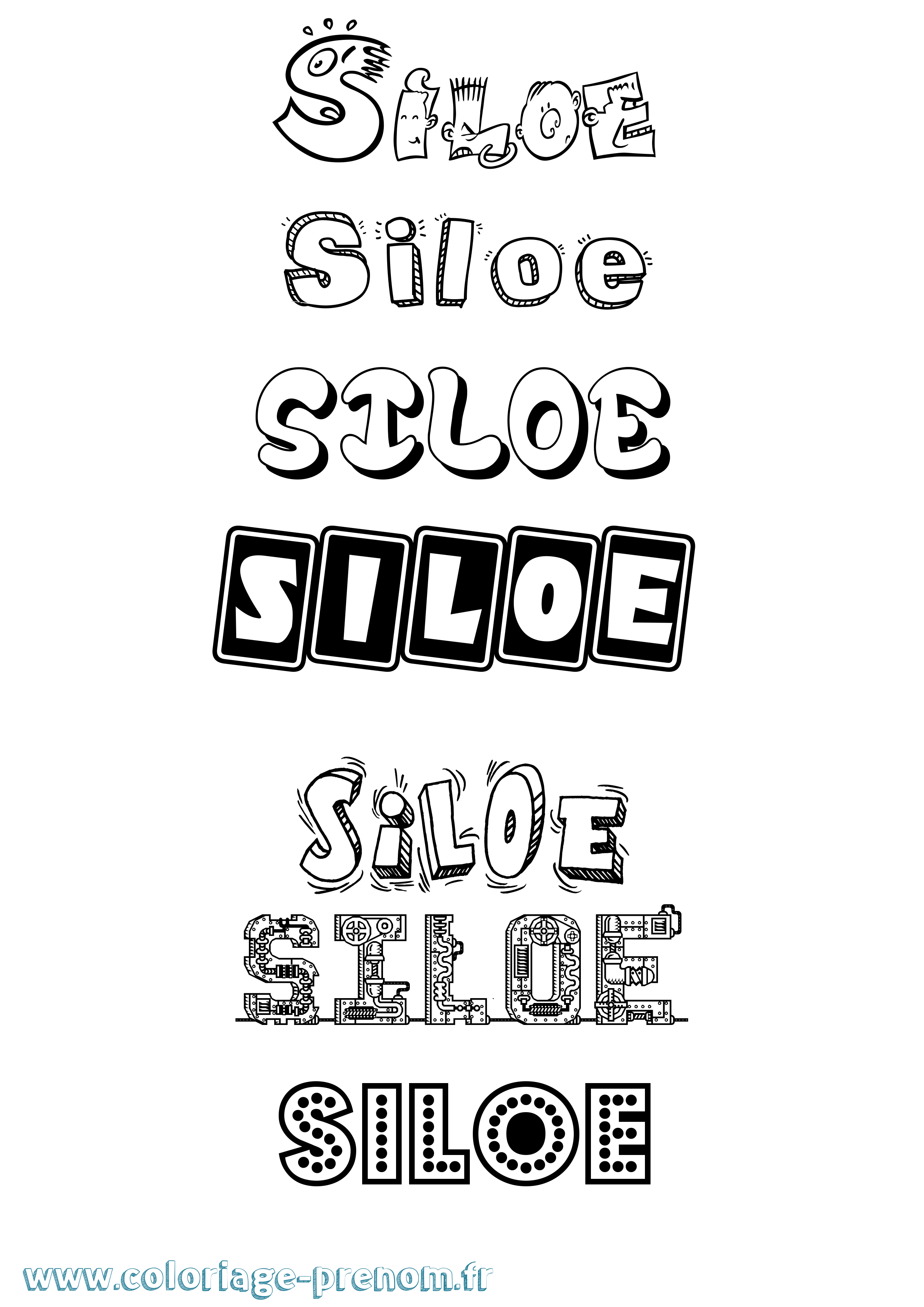 Coloriage prénom Siloe Fun