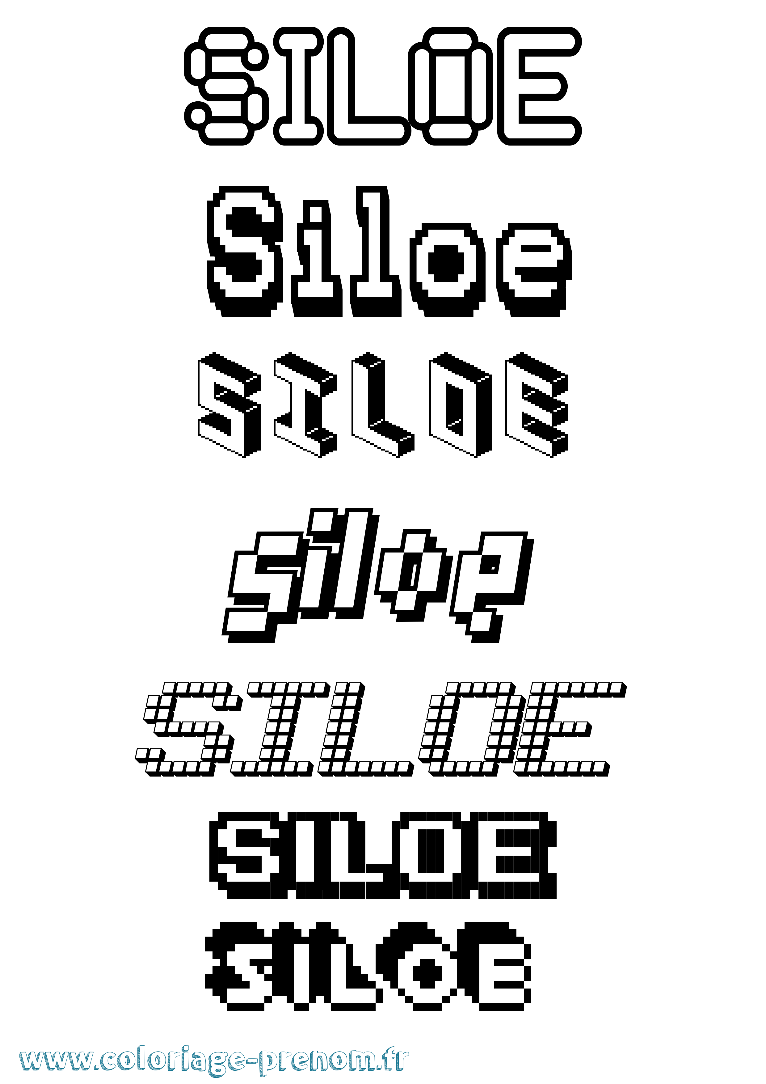 Coloriage Siloe Pixel Coloriage prénom Siloe Pixel