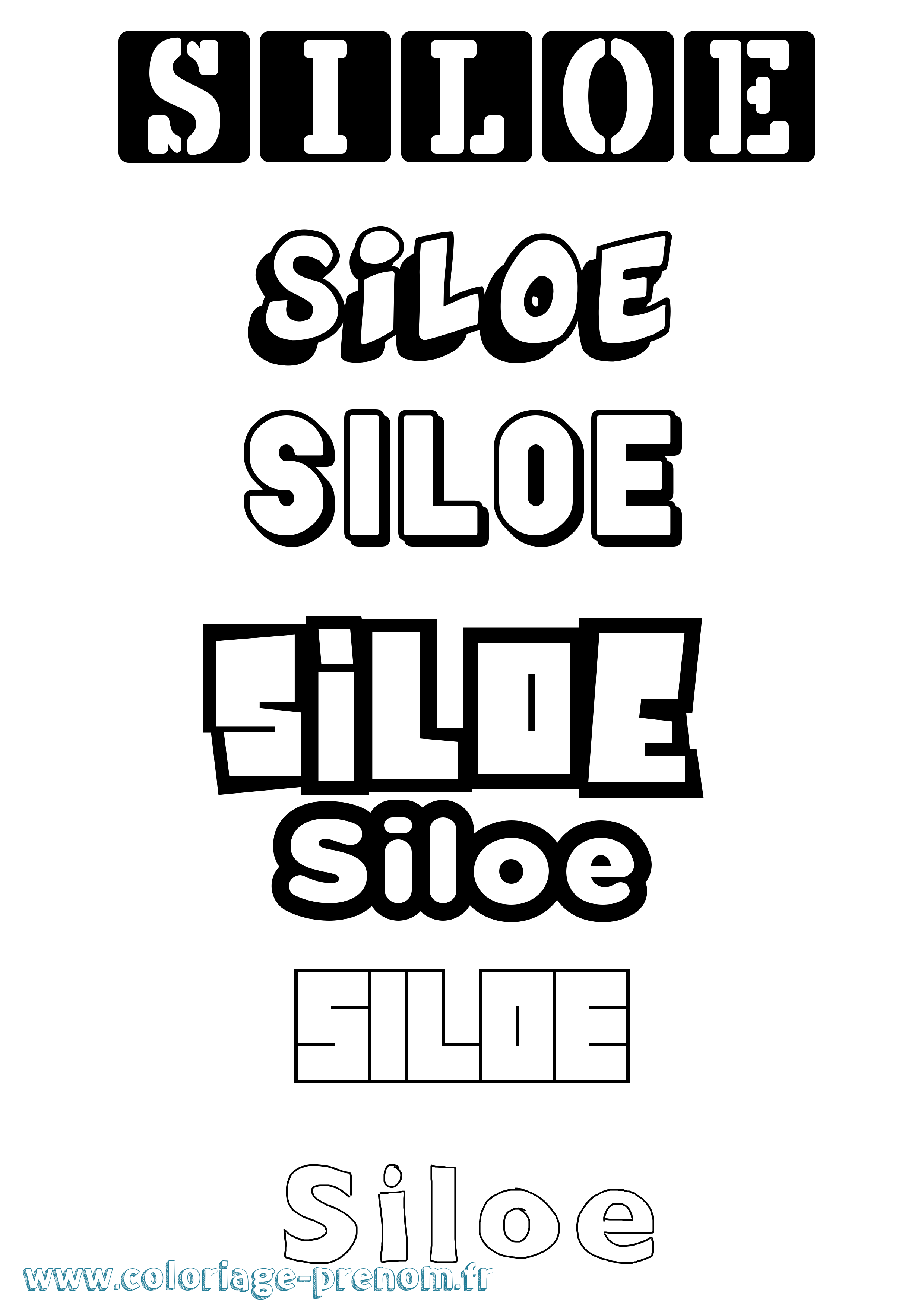 Coloriage prénom Siloe Simple