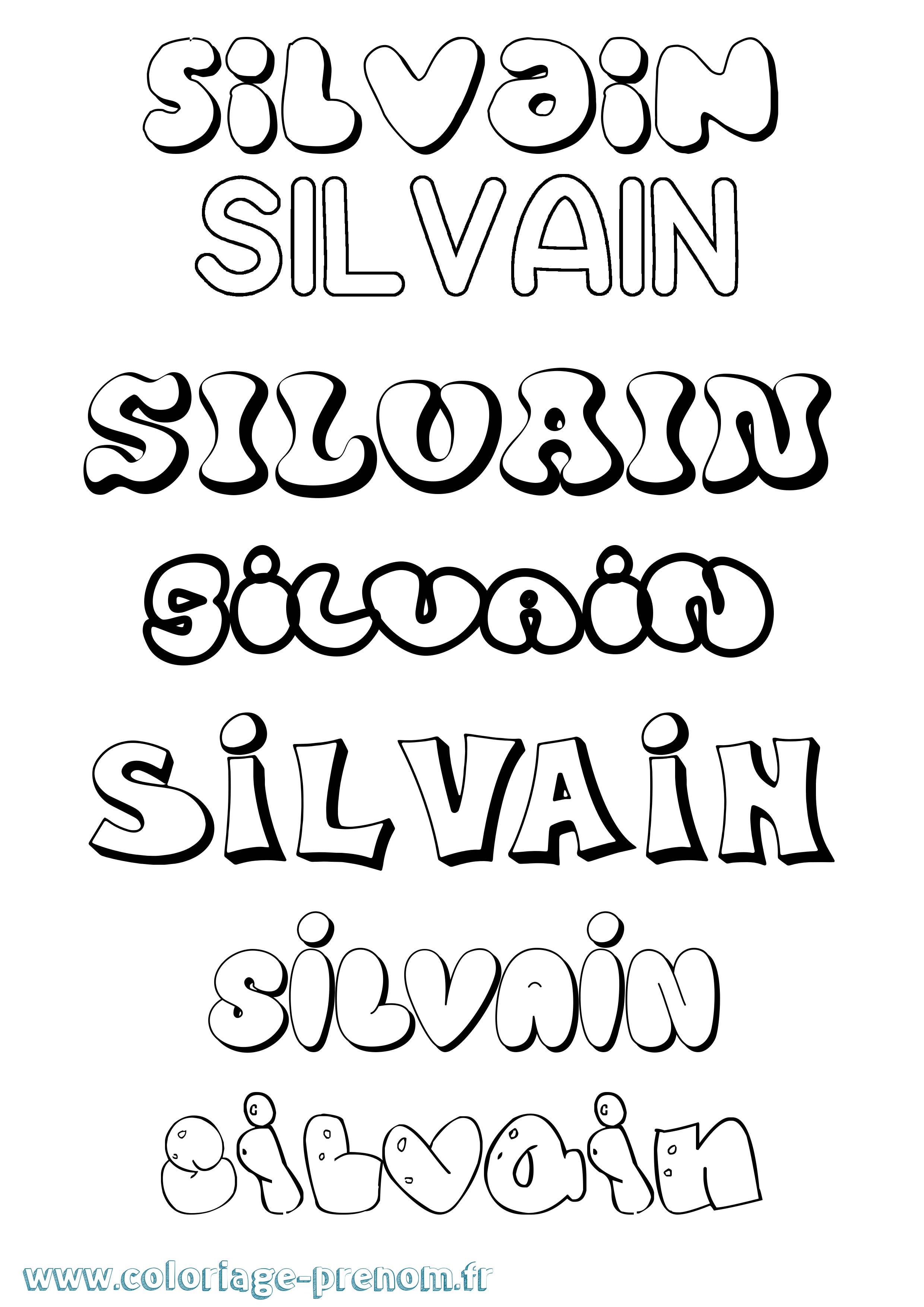 Coloriage Silvain Bubble Coloriage prénom Silvain Bubble
