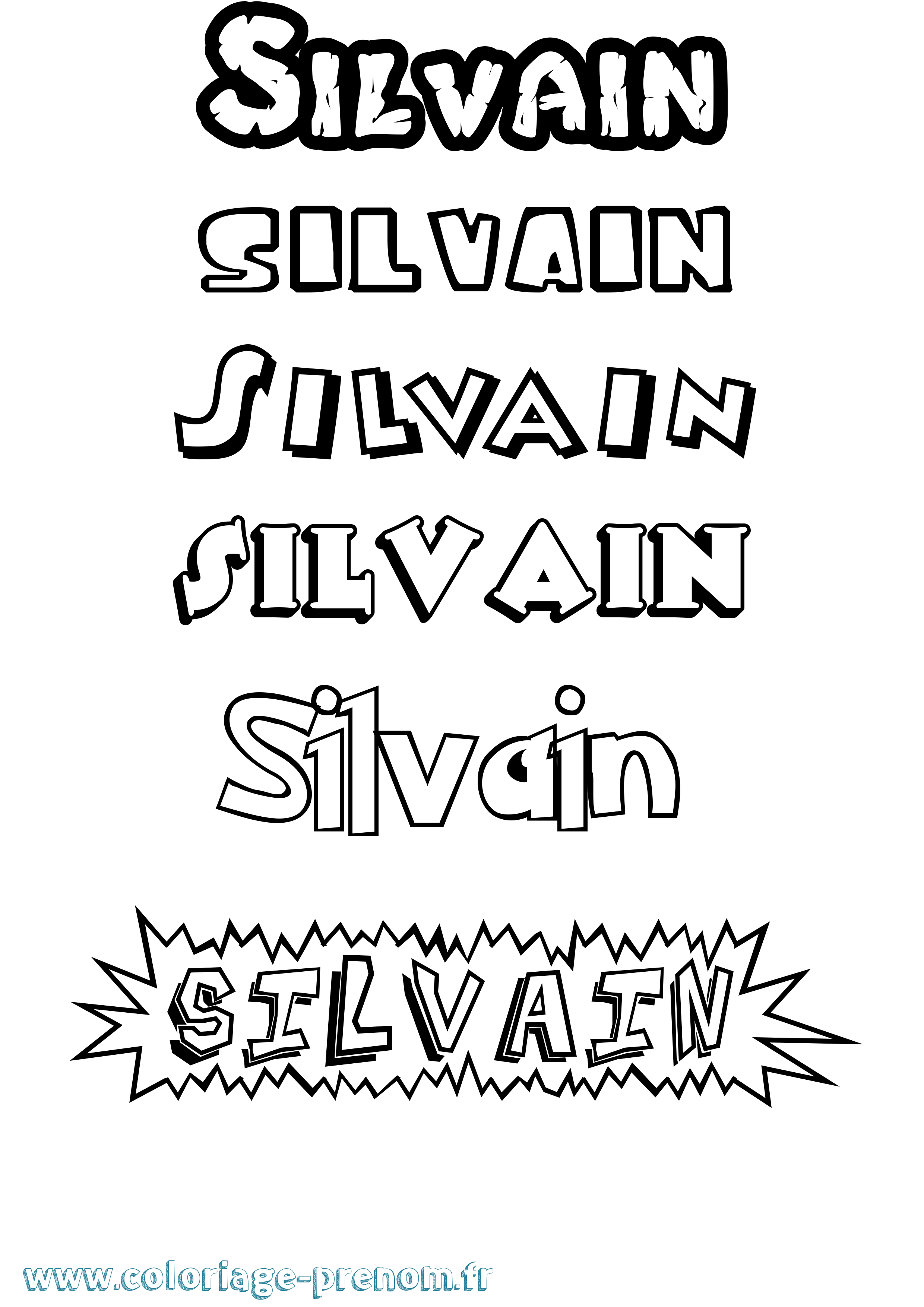 Coloriage Silvain Dessin Animé Coloriage prénom Silvain Dessin Animé