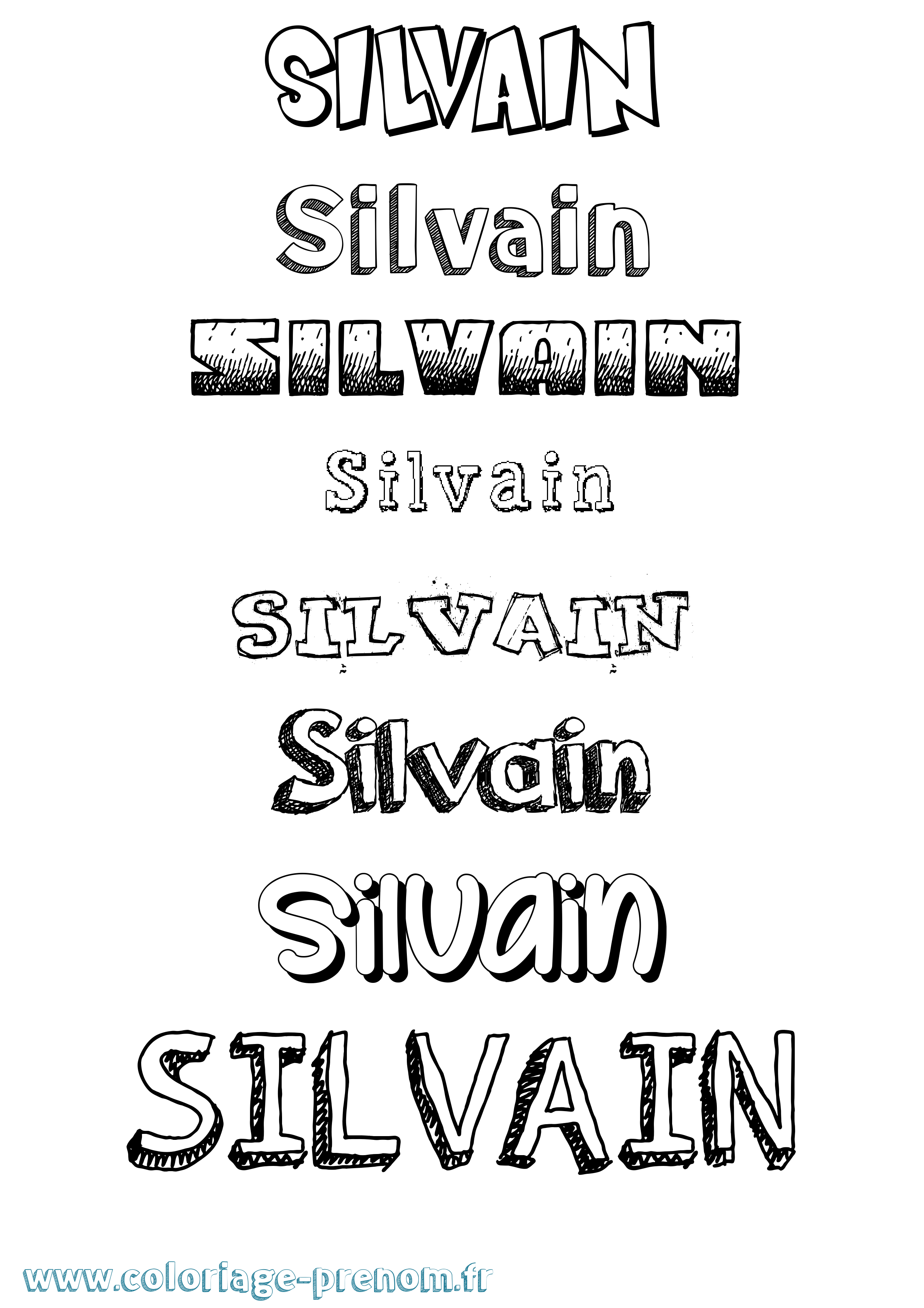 Coloriage Silvain Dessiné Coloriage prénom Silvain Dessiné