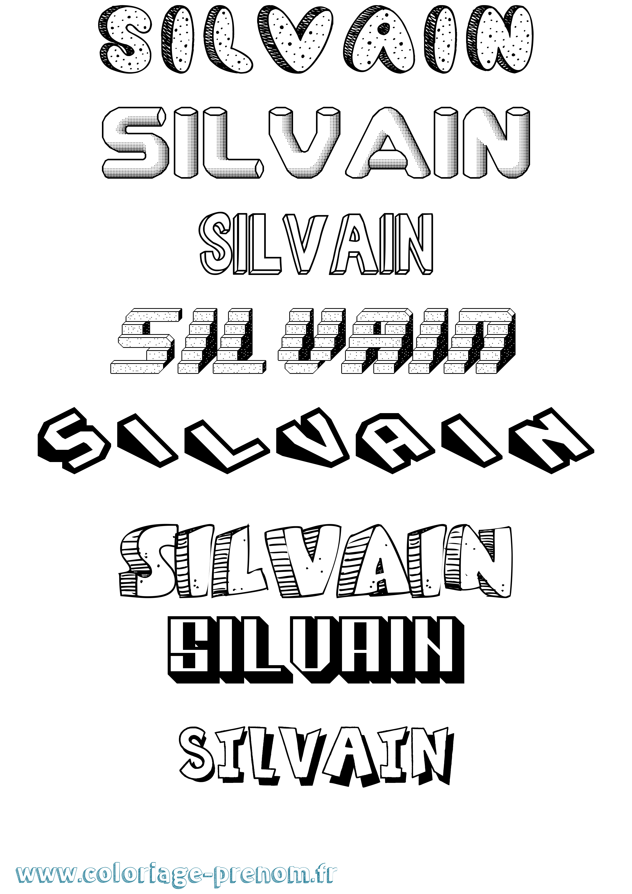 Coloriage Silvain Effet 3D Coloriage prénom Silvain Effet 3D