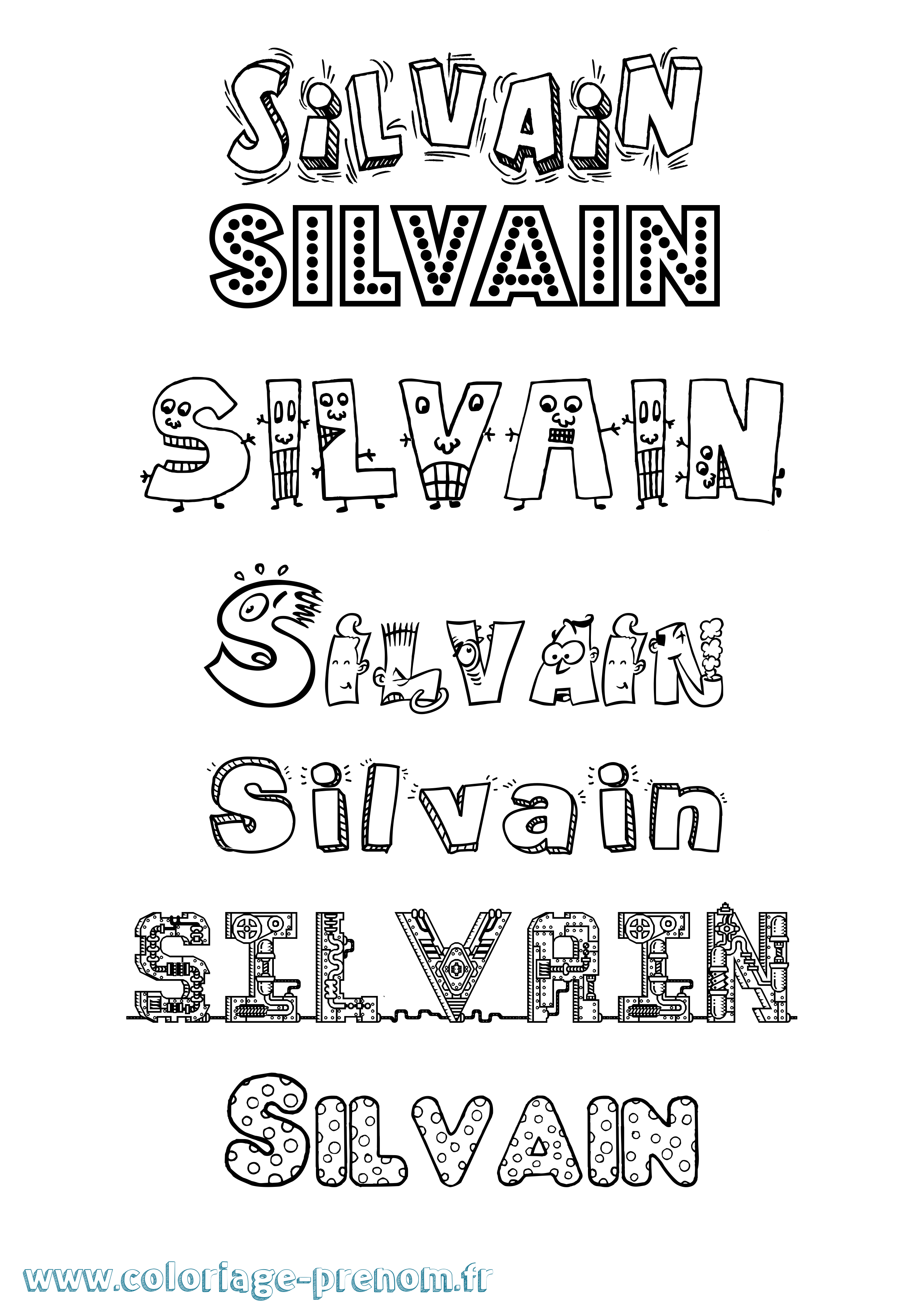 Coloriage Silvain Fun Coloriage prénom Silvain Fun