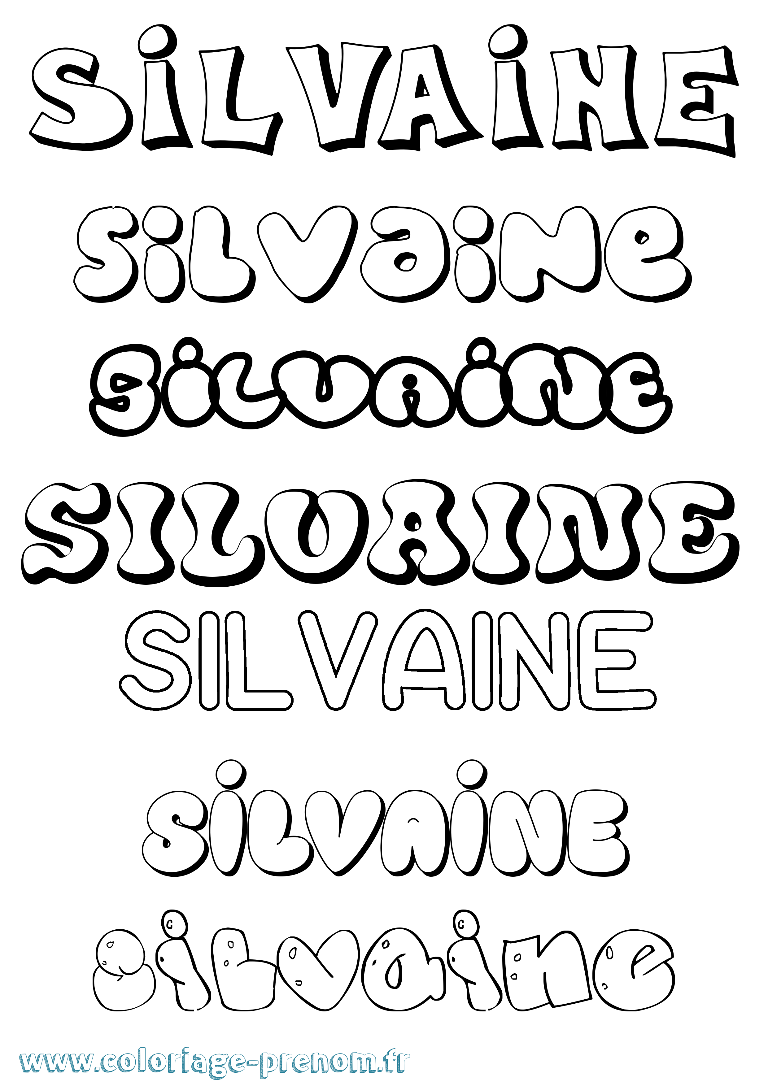 Coloriage prénom Silvaine Bubble