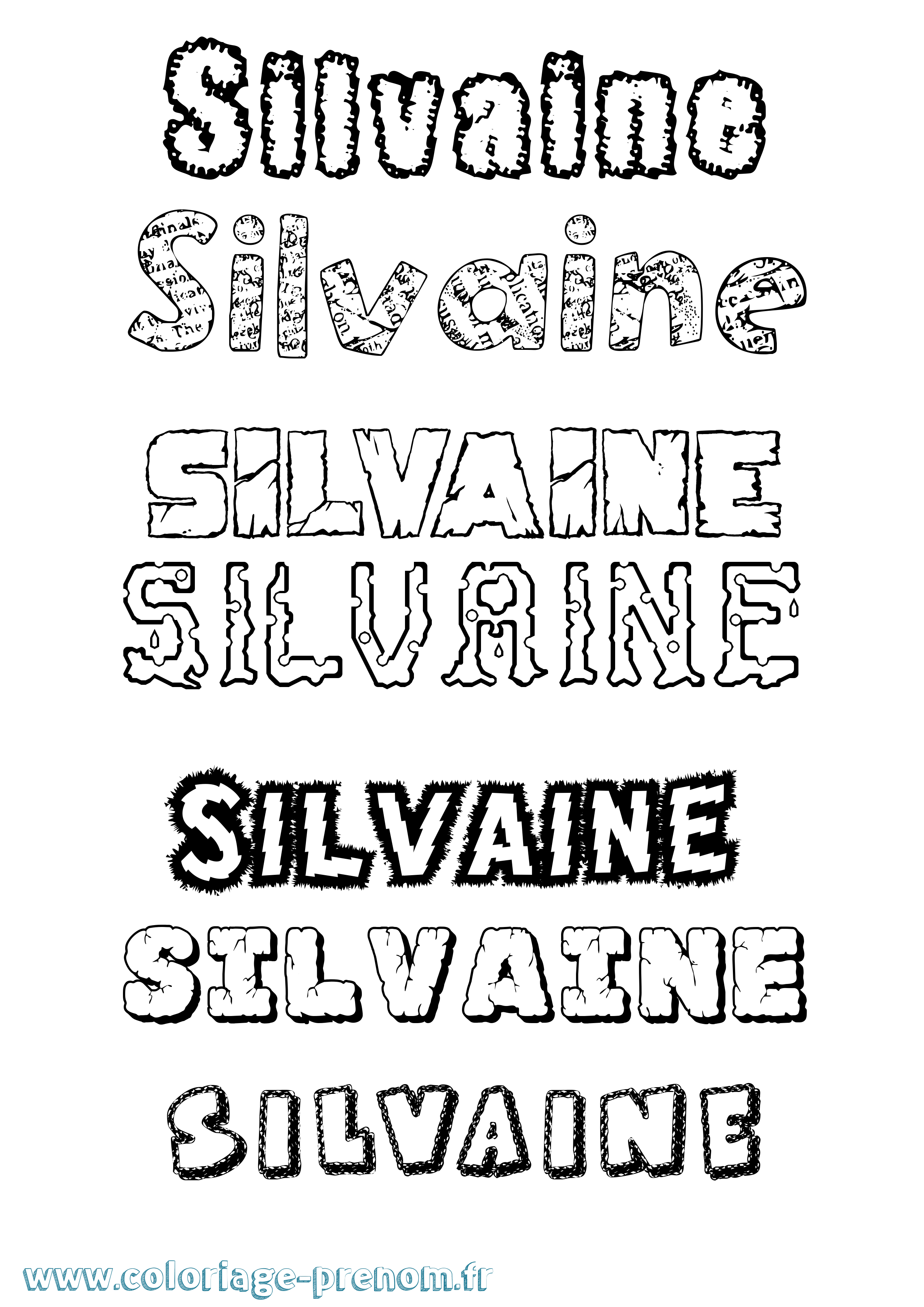 Coloriage prénom Silvaine Destructuré