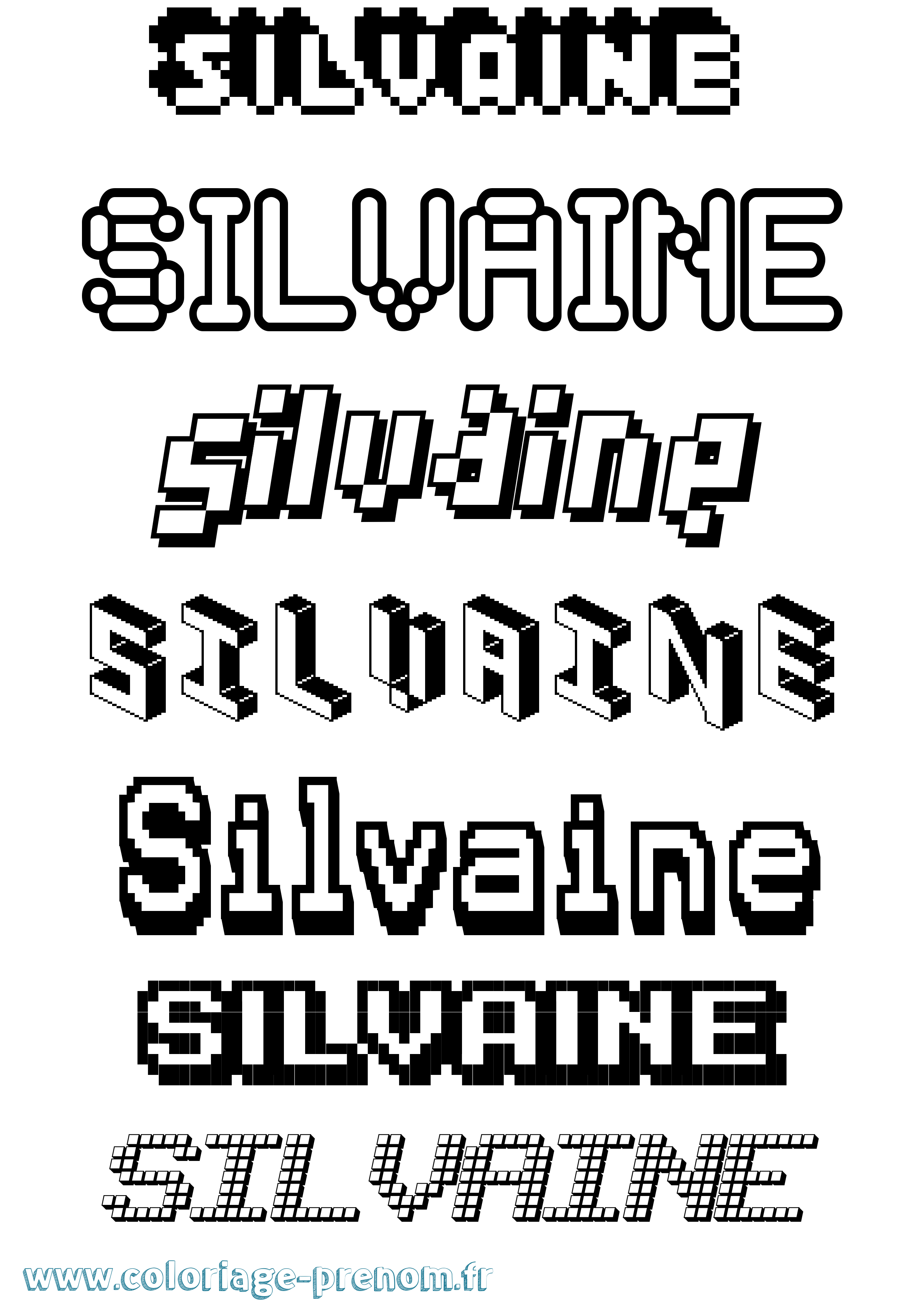 Coloriage prénom Silvaine Pixel