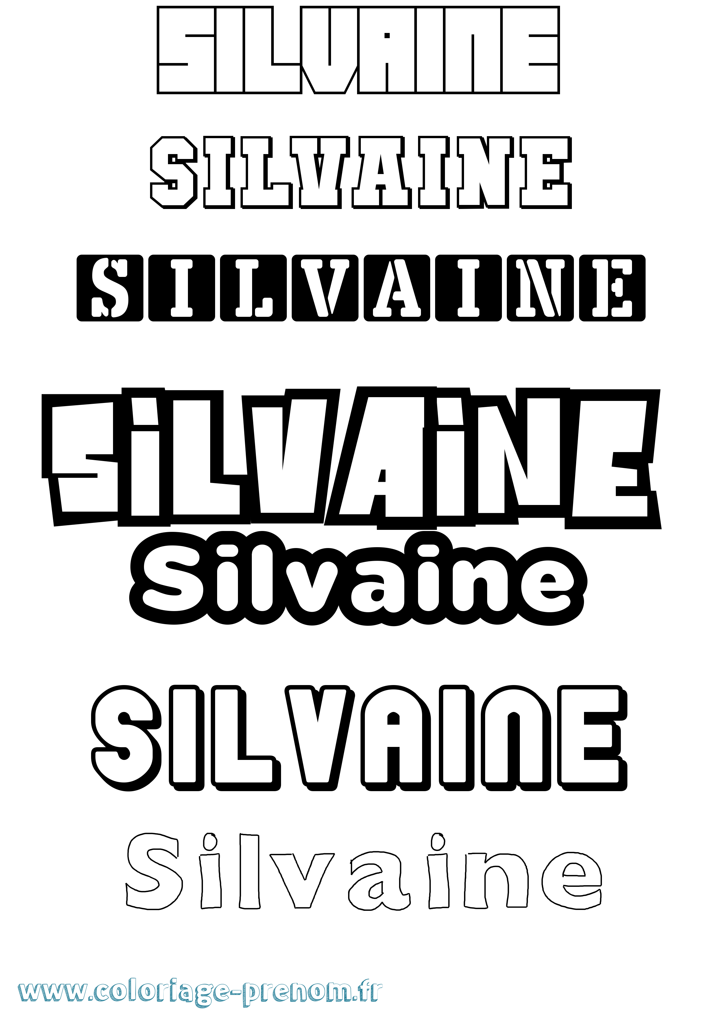 Coloriage prénom Silvaine Simple