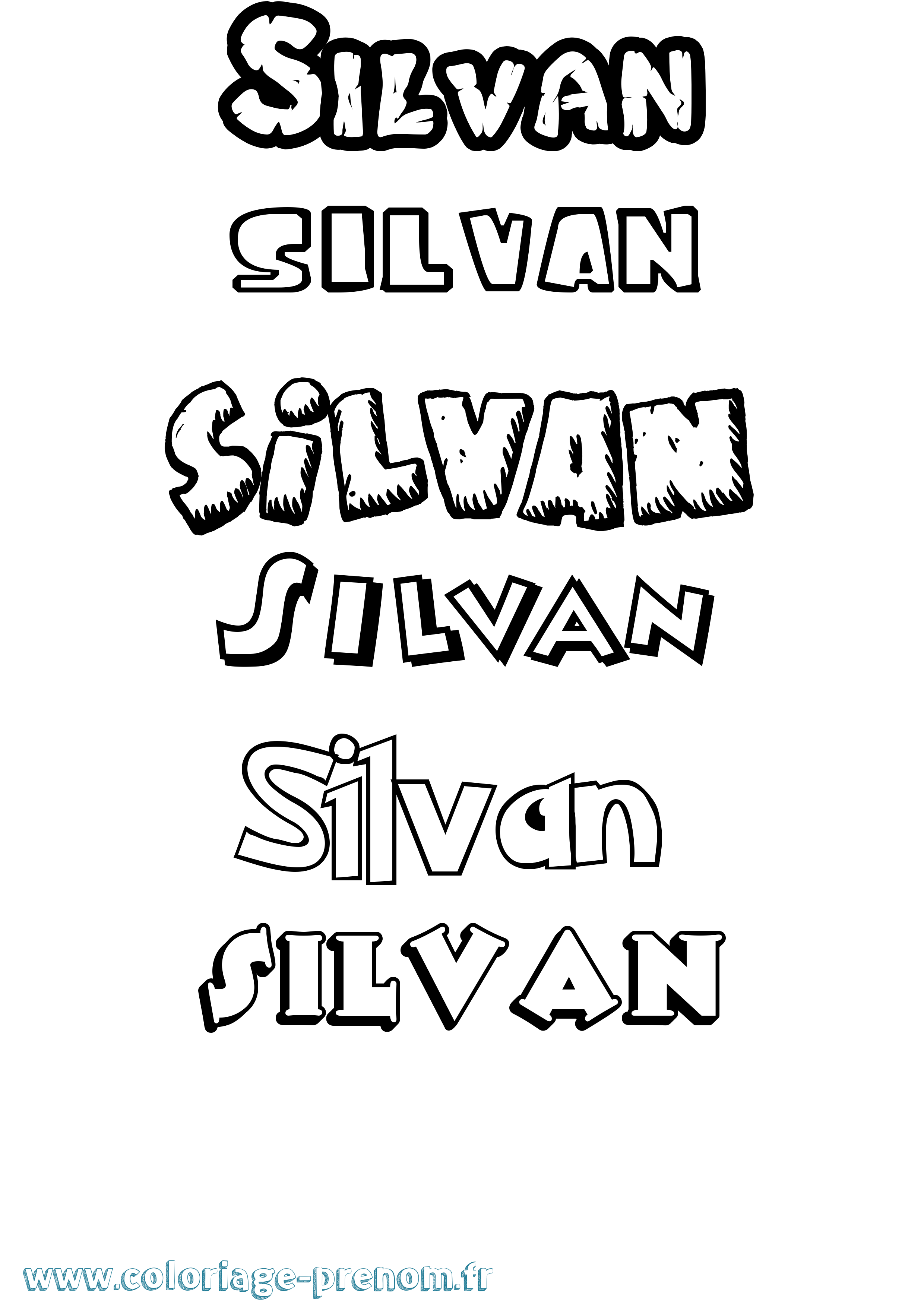 Coloriage prénom Silvan Dessin Animé