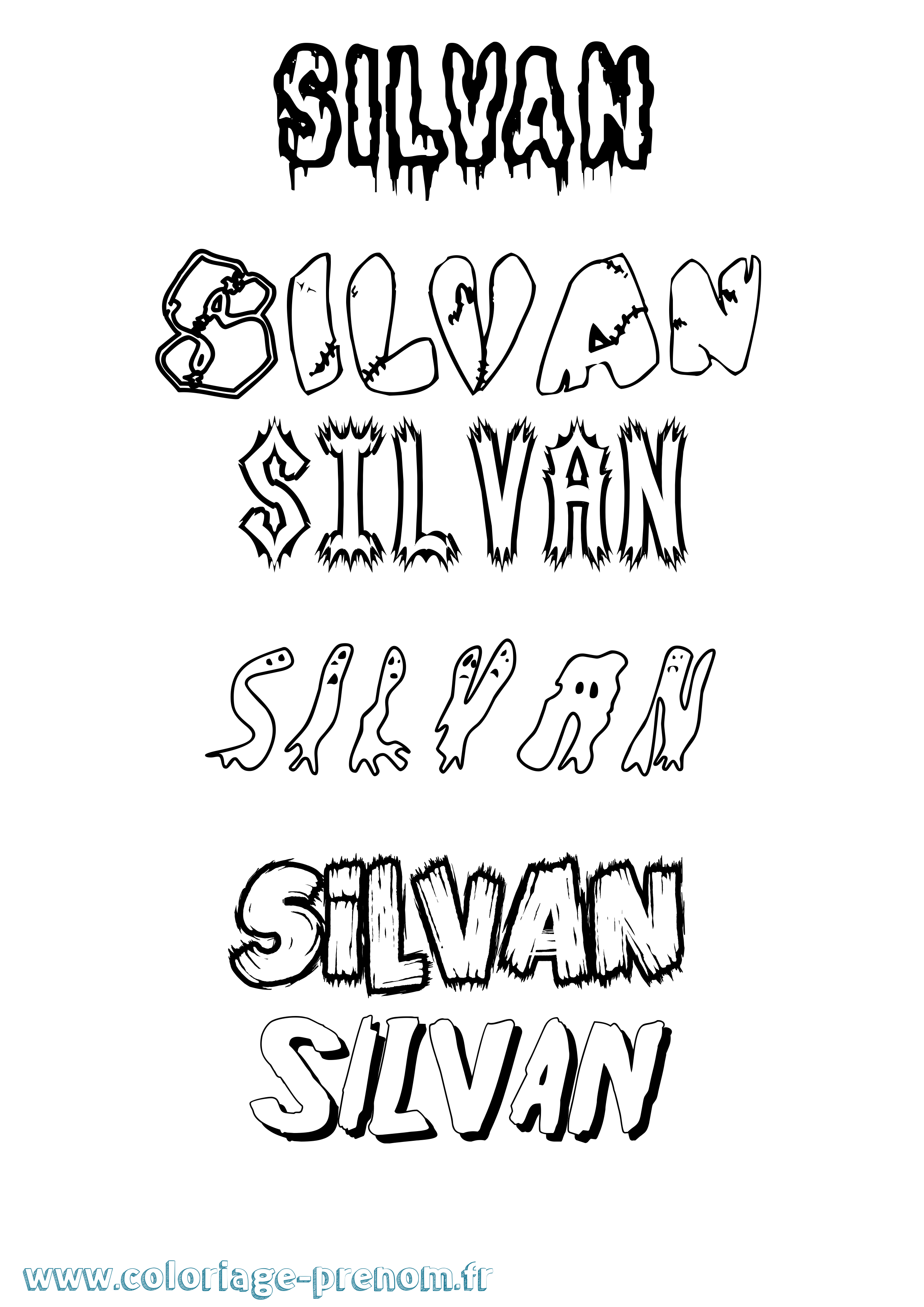 Coloriage prénom Silvan Frisson