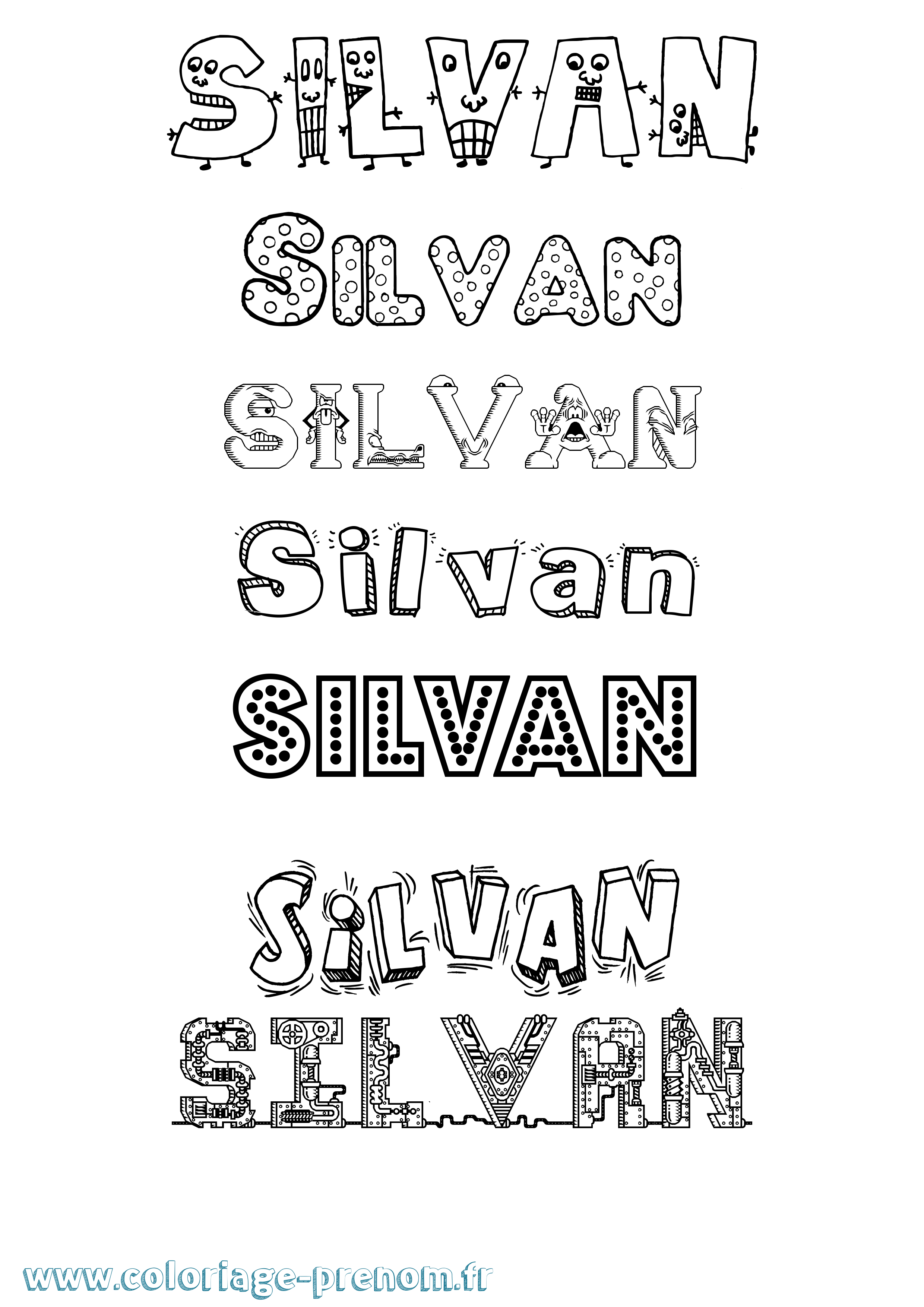 Coloriage prénom Silvan Fun