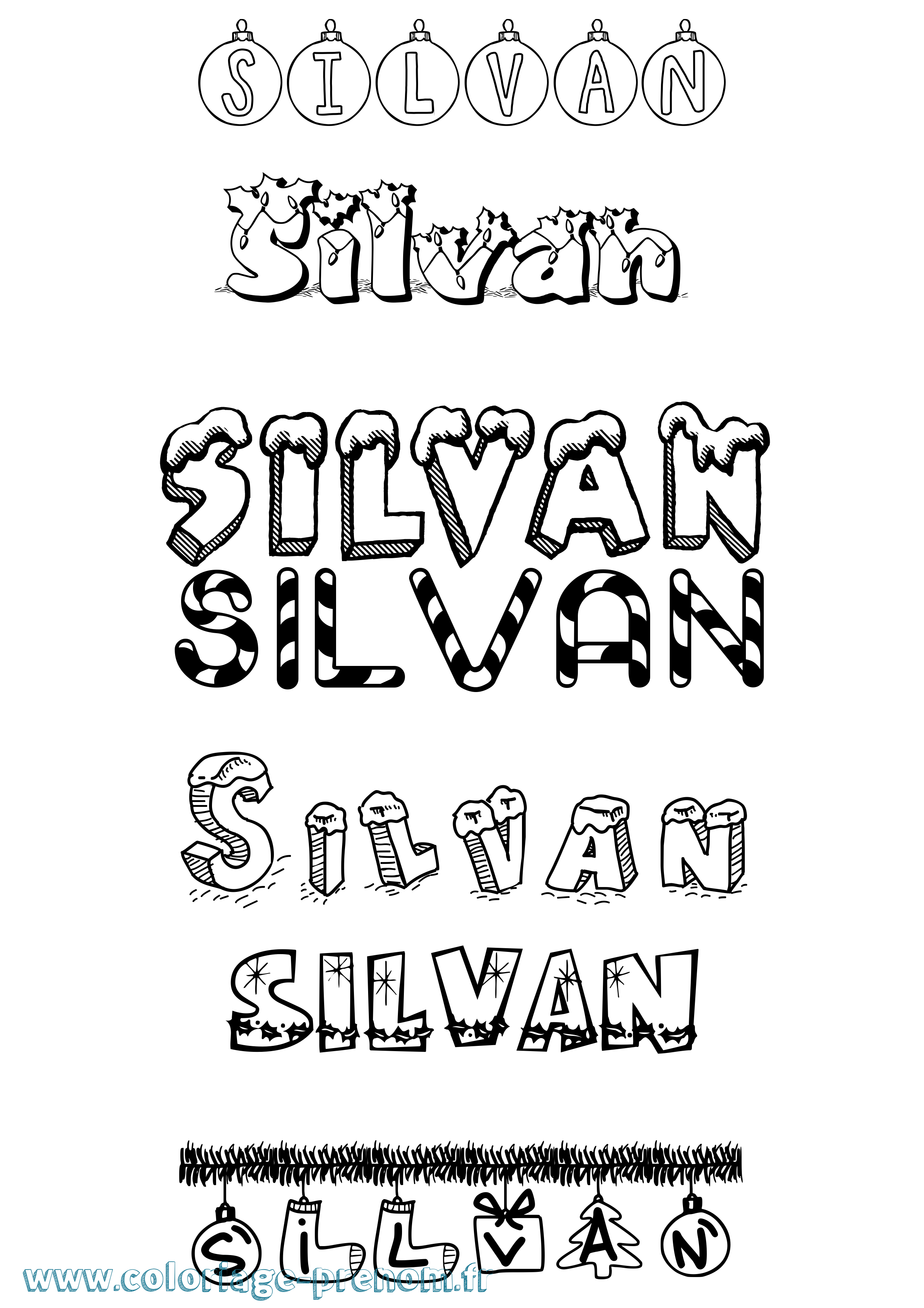 Coloriage prénom Silvan Noël