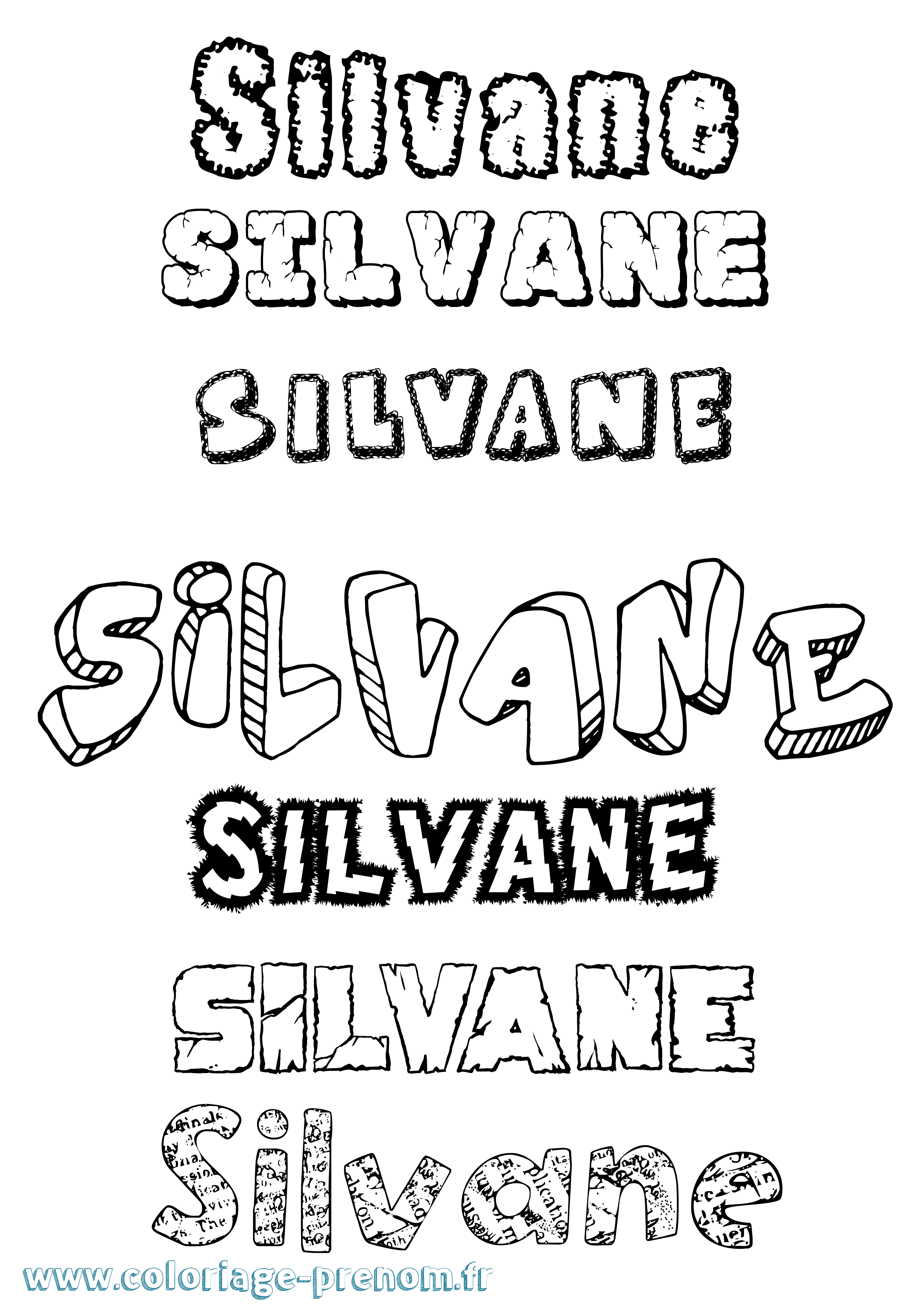 Coloriage prénom Silvane Destructuré