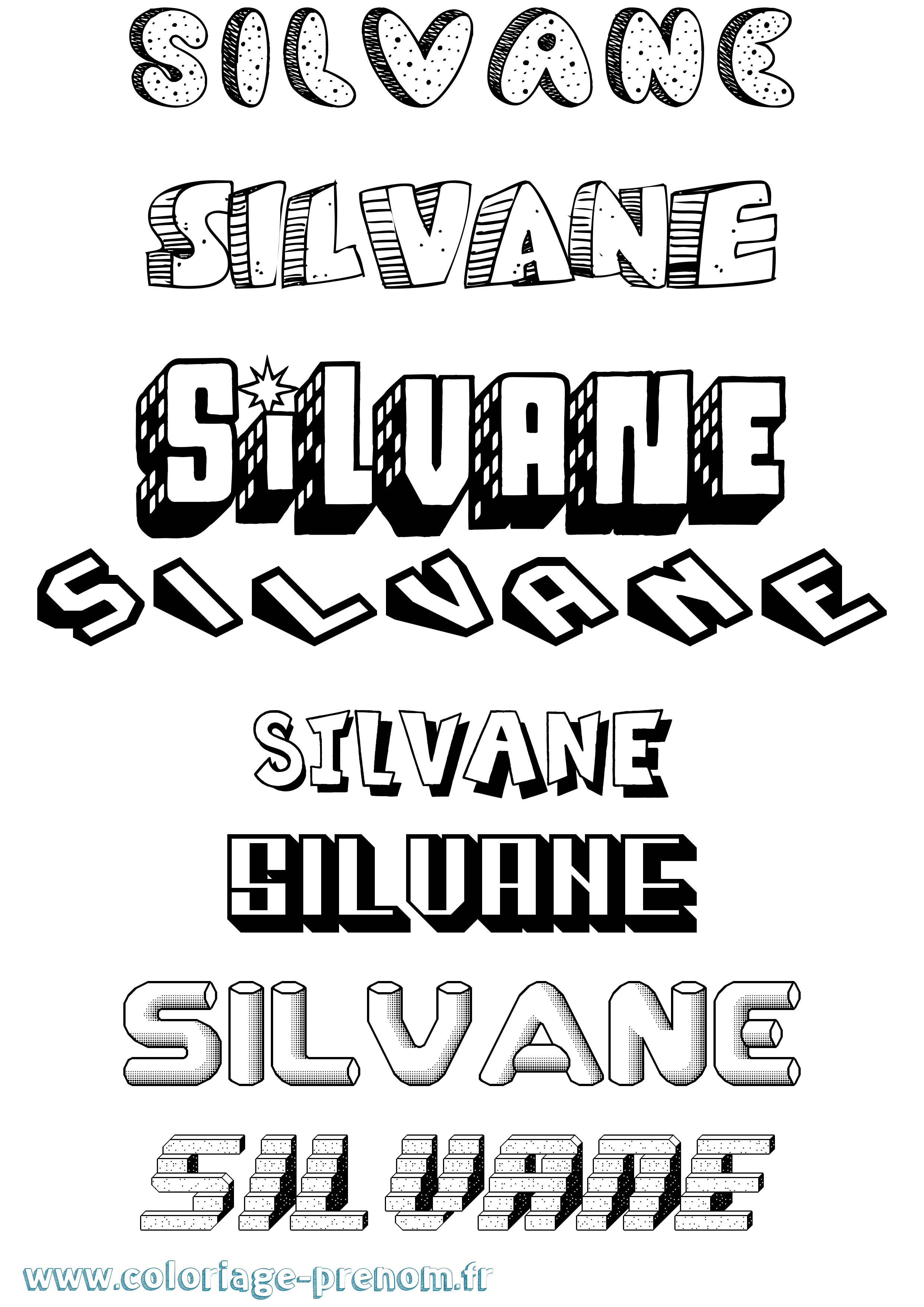 Coloriage prénom Silvane Effet 3D