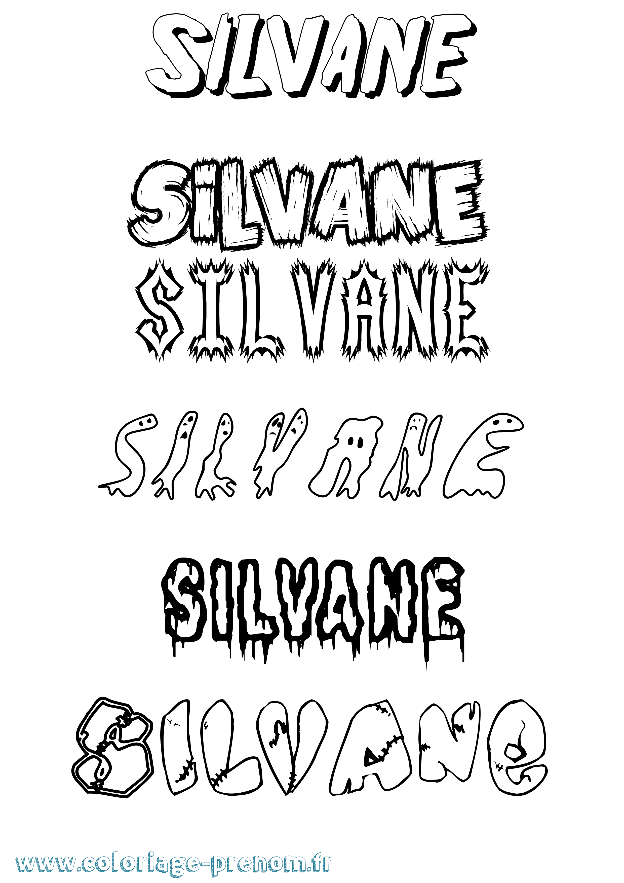 Coloriage prénom Silvane Frisson