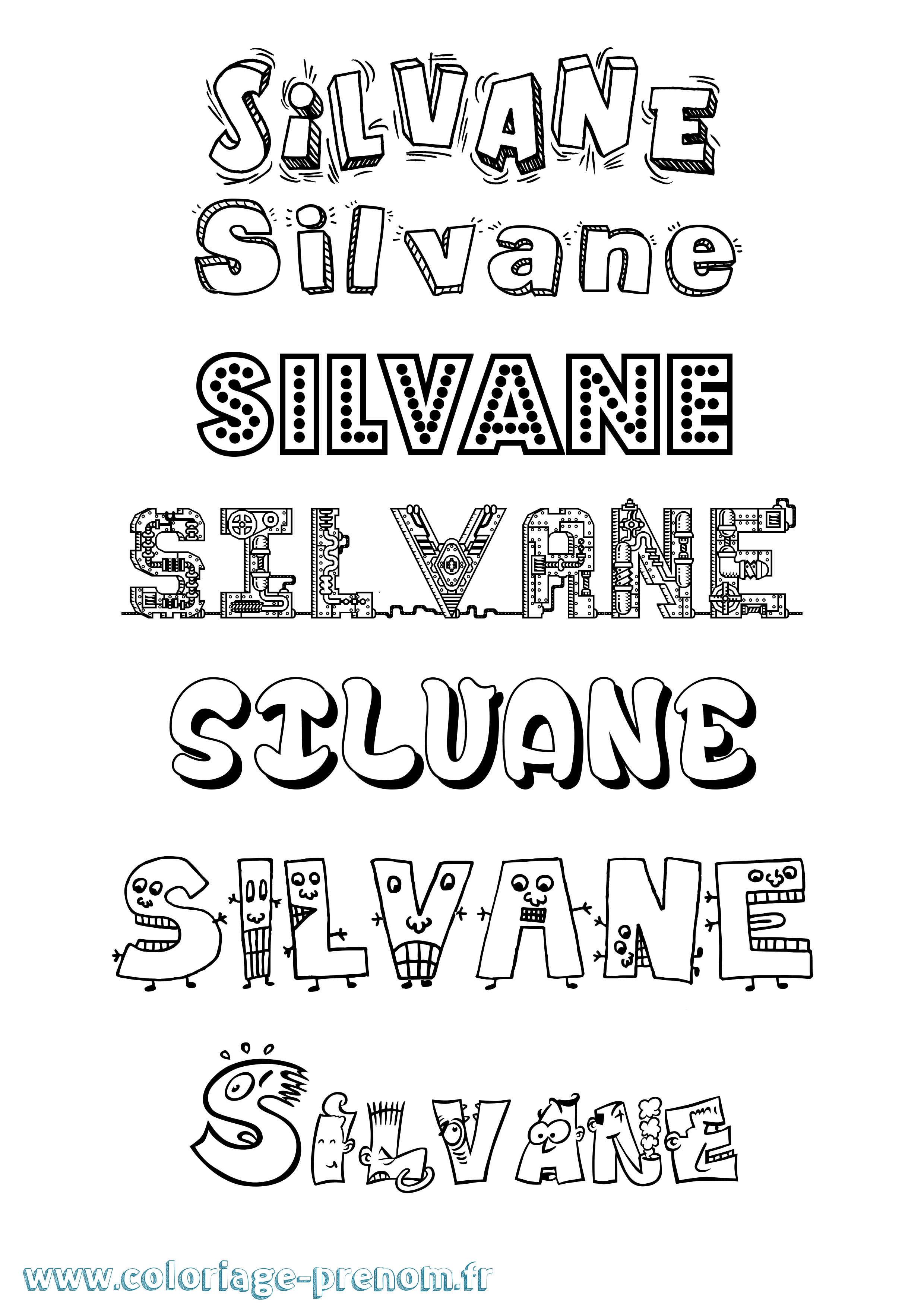 Coloriage prénom Silvane Fun