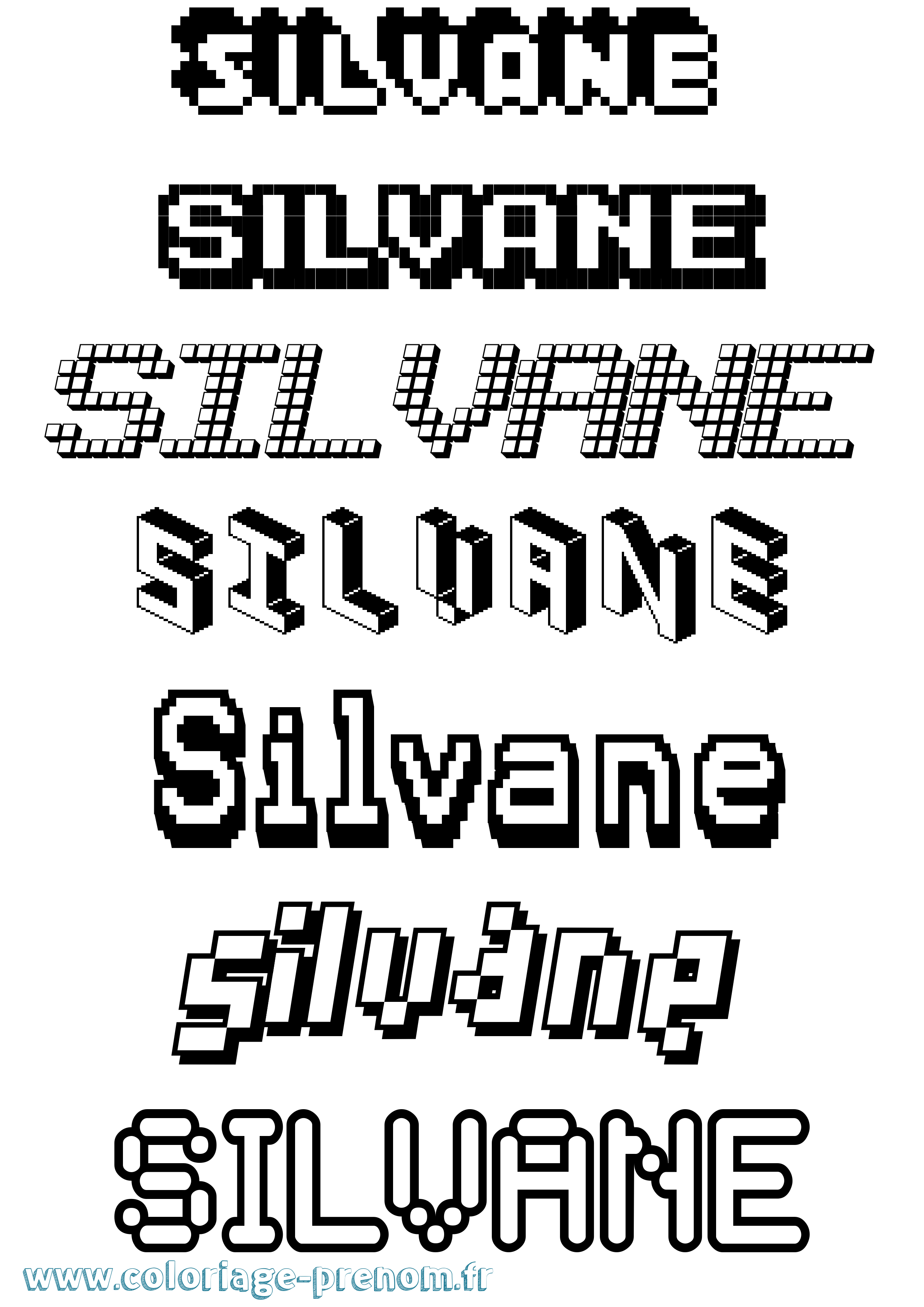 Coloriage prénom Silvane Pixel