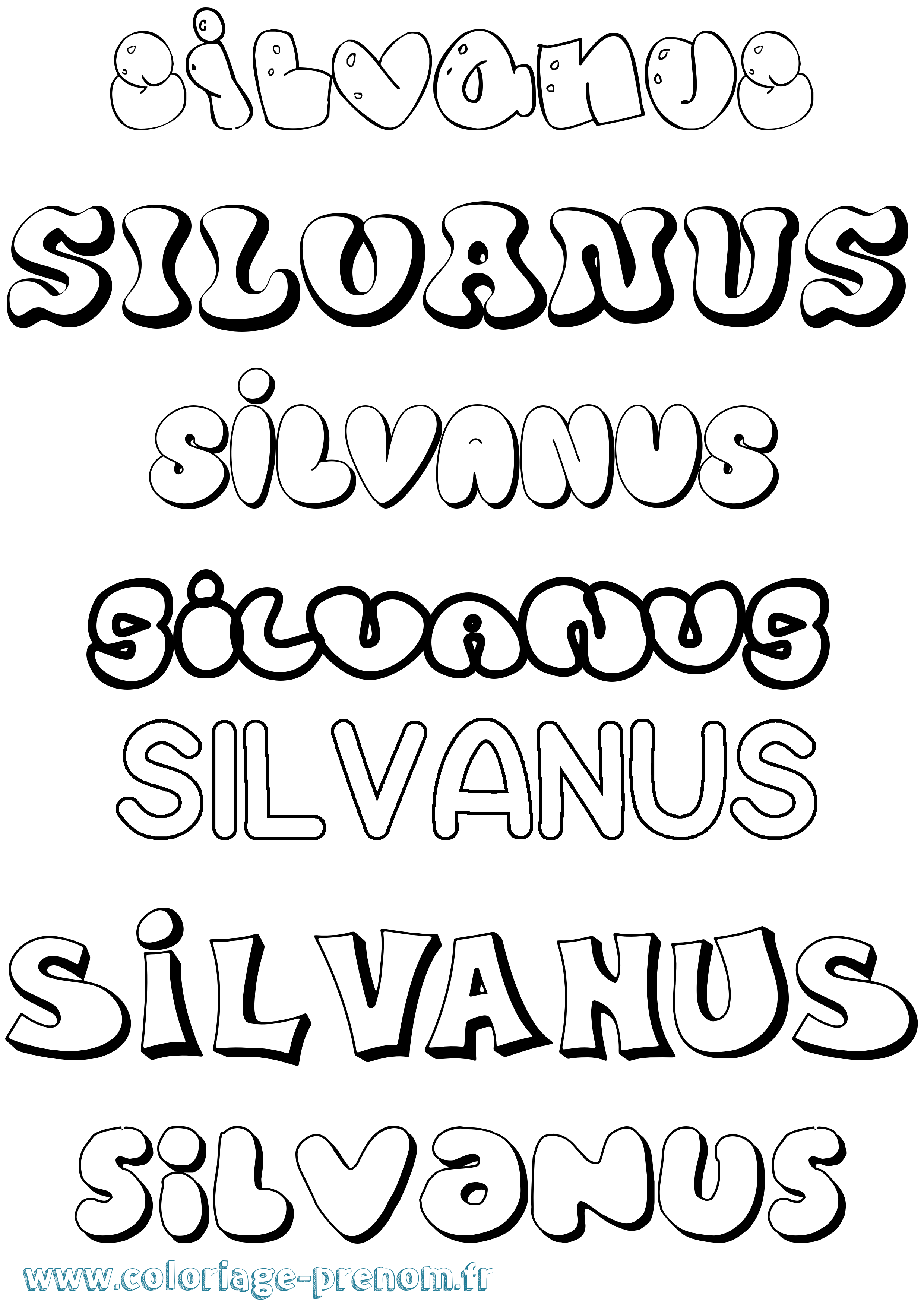 Coloriage prénom Silvanus Bubble