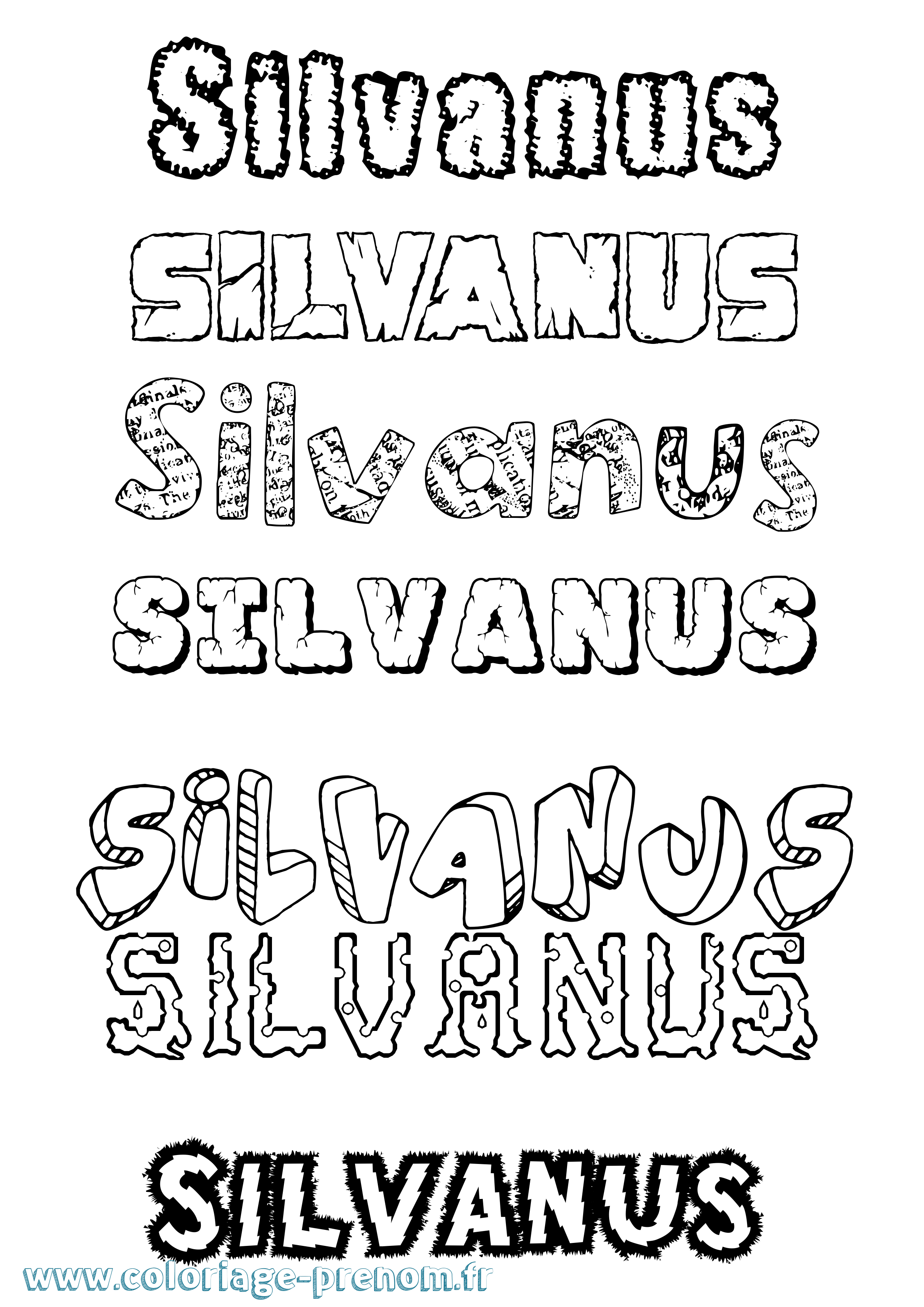 Coloriage prénom Silvanus Destructuré