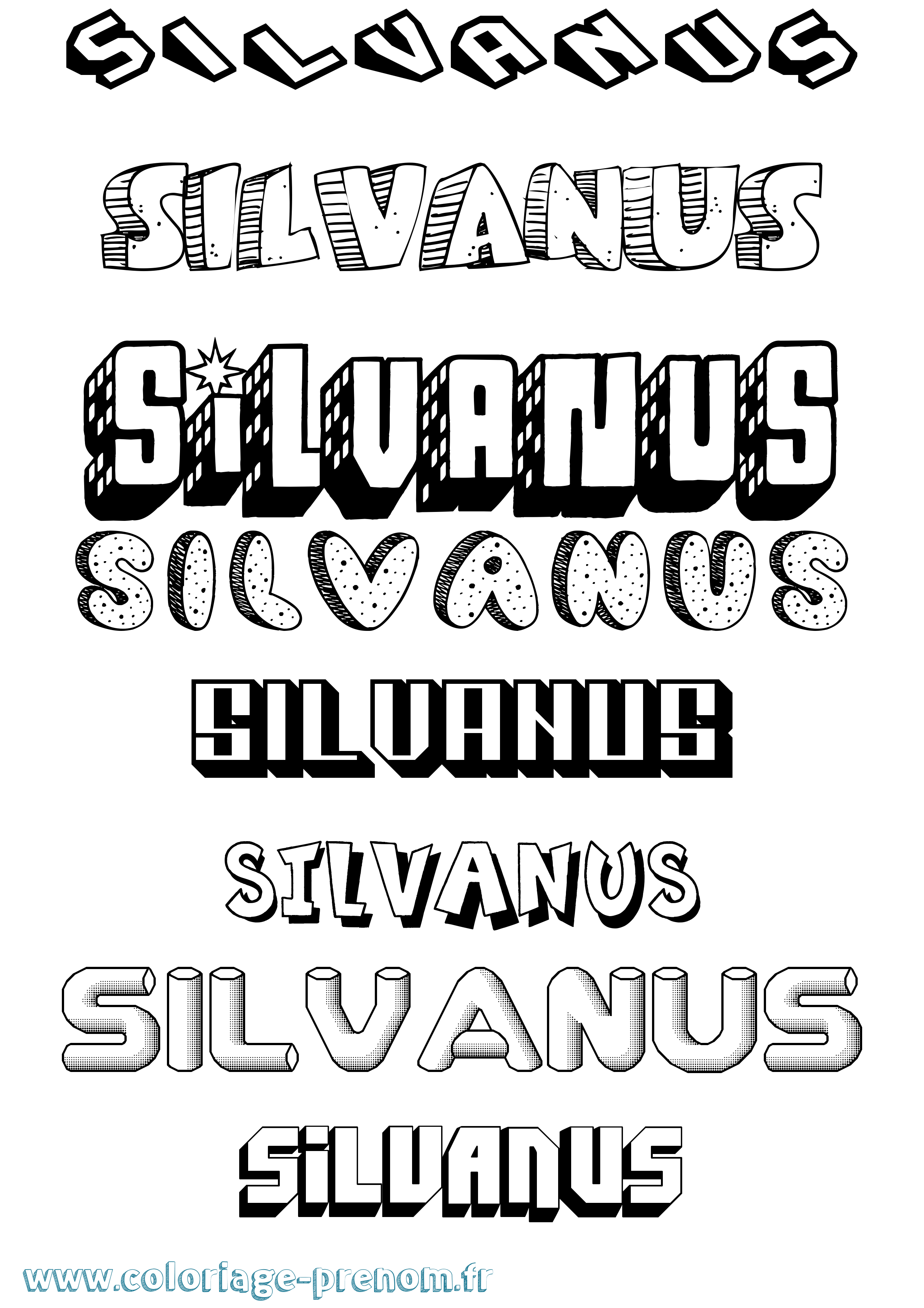 Coloriage prénom Silvanus Effet 3D