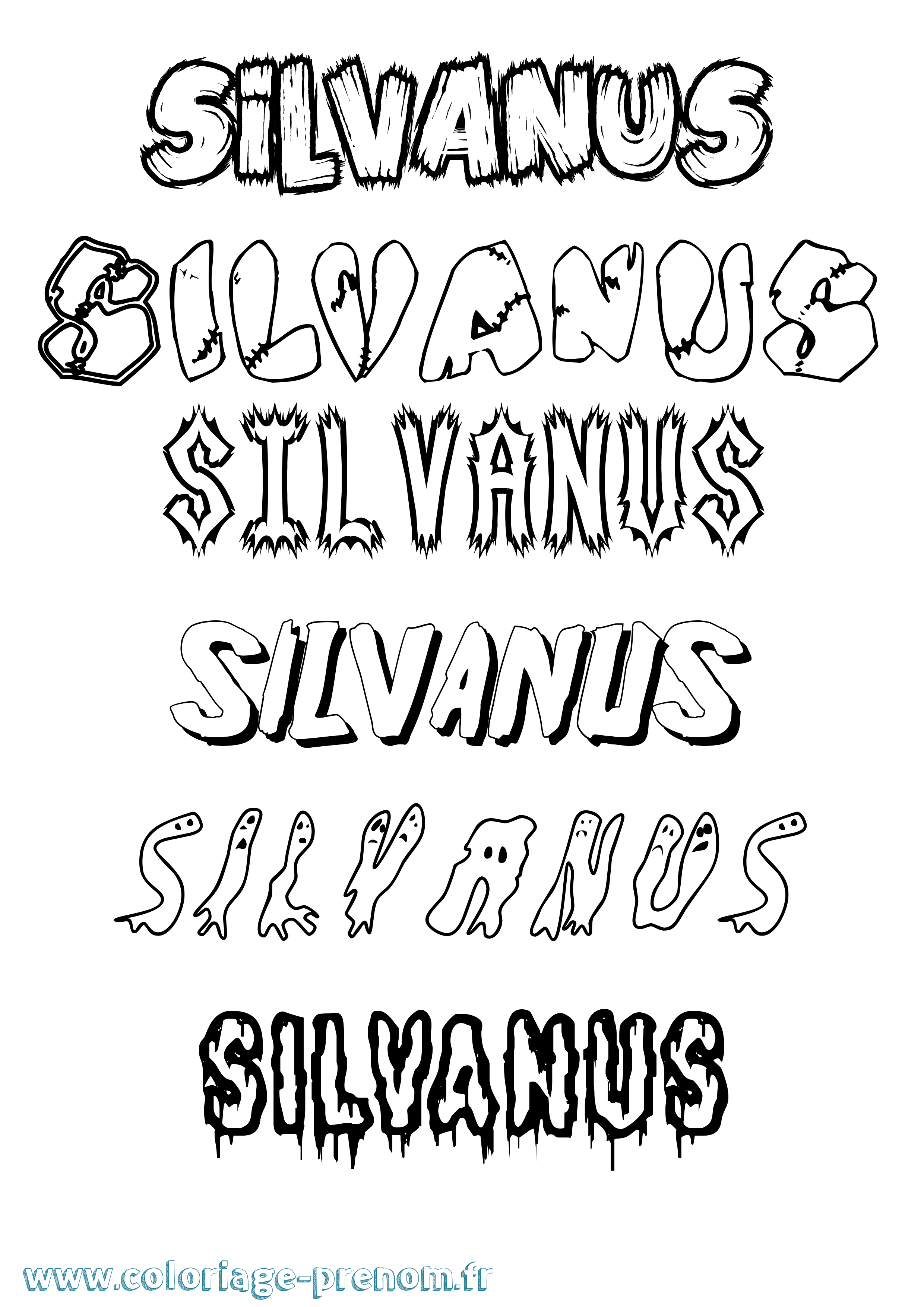 Coloriage prénom Silvanus Frisson
