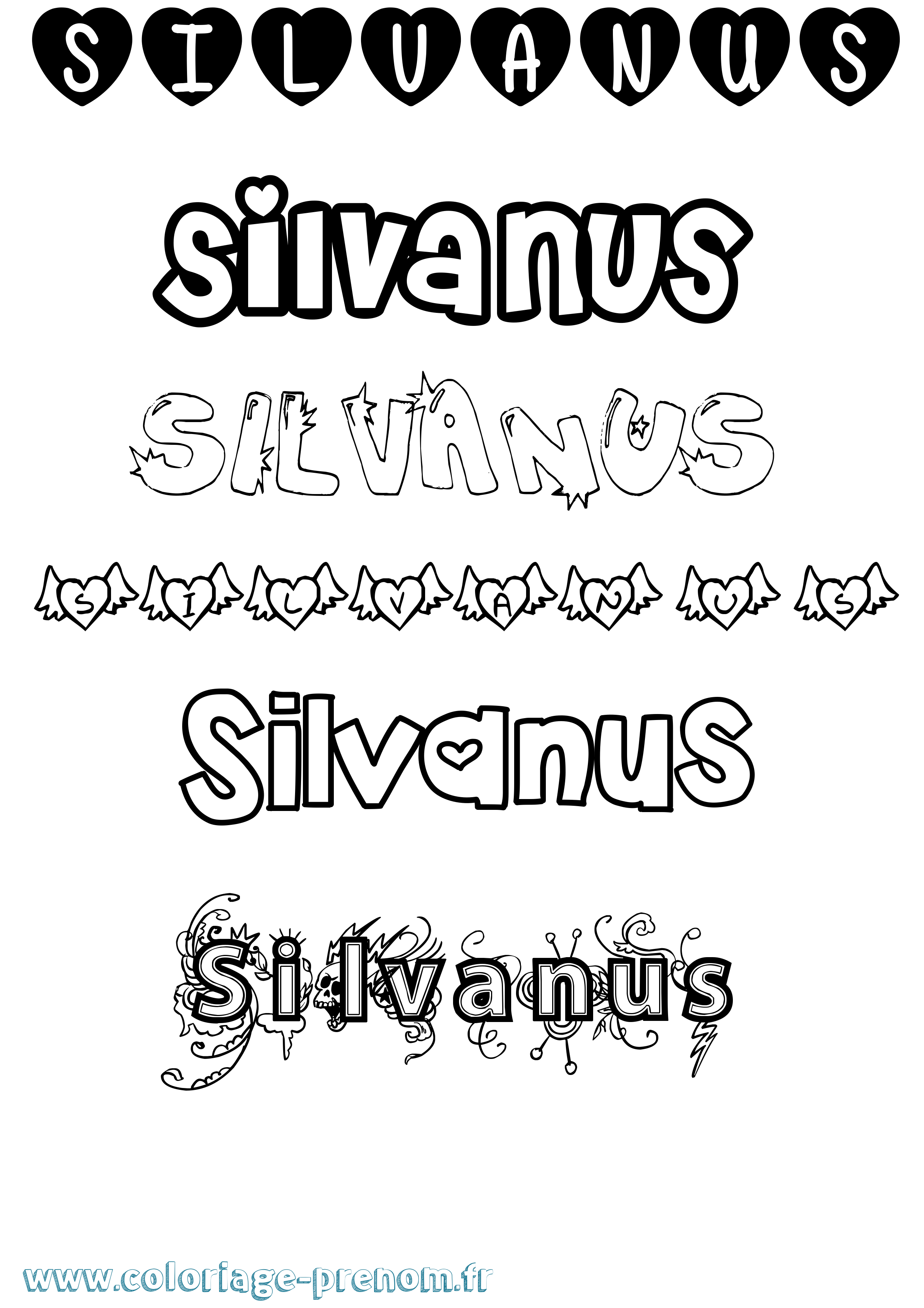 Coloriage prénom Silvanus Girly