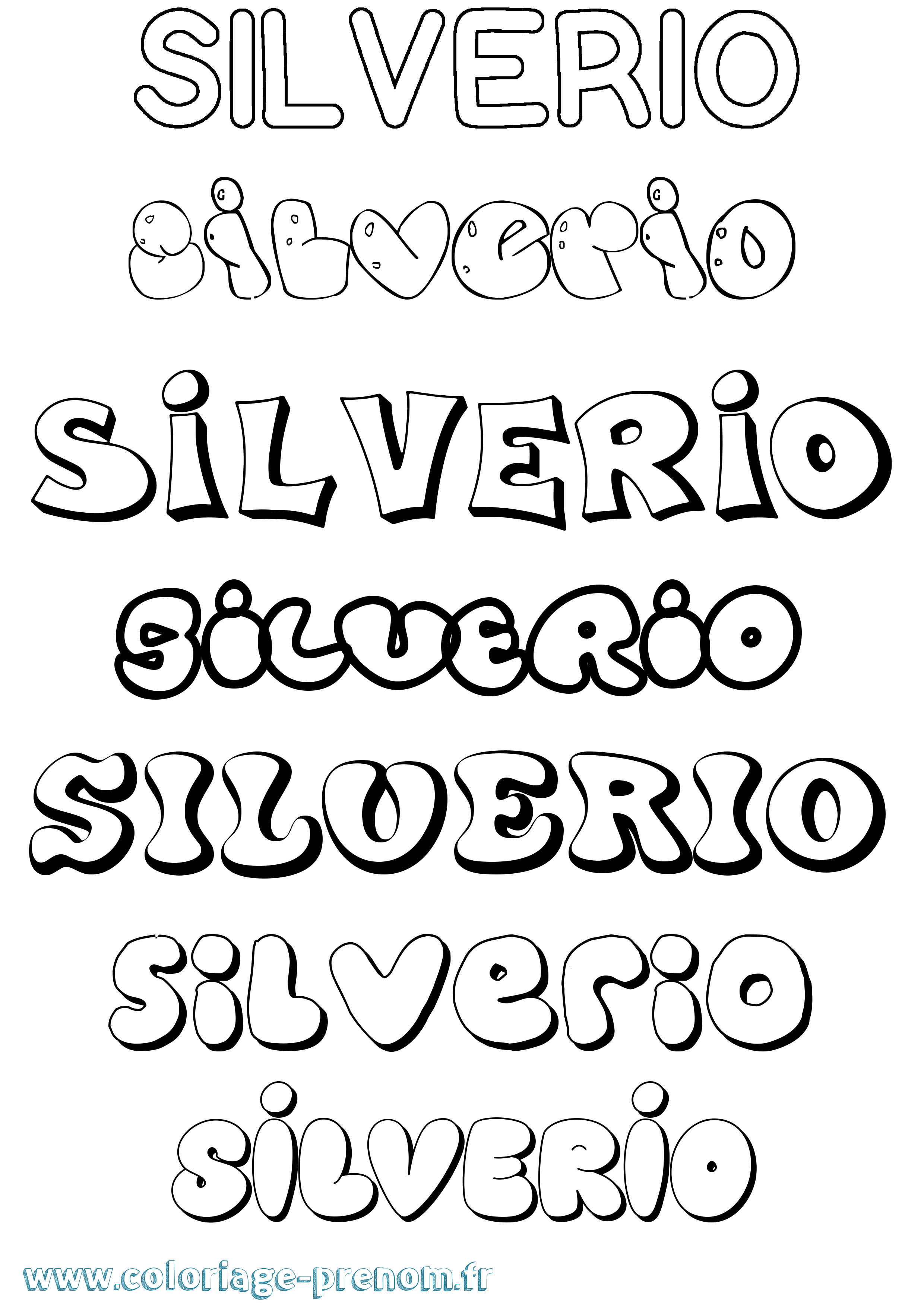 Coloriage prénom Silverio Bubble