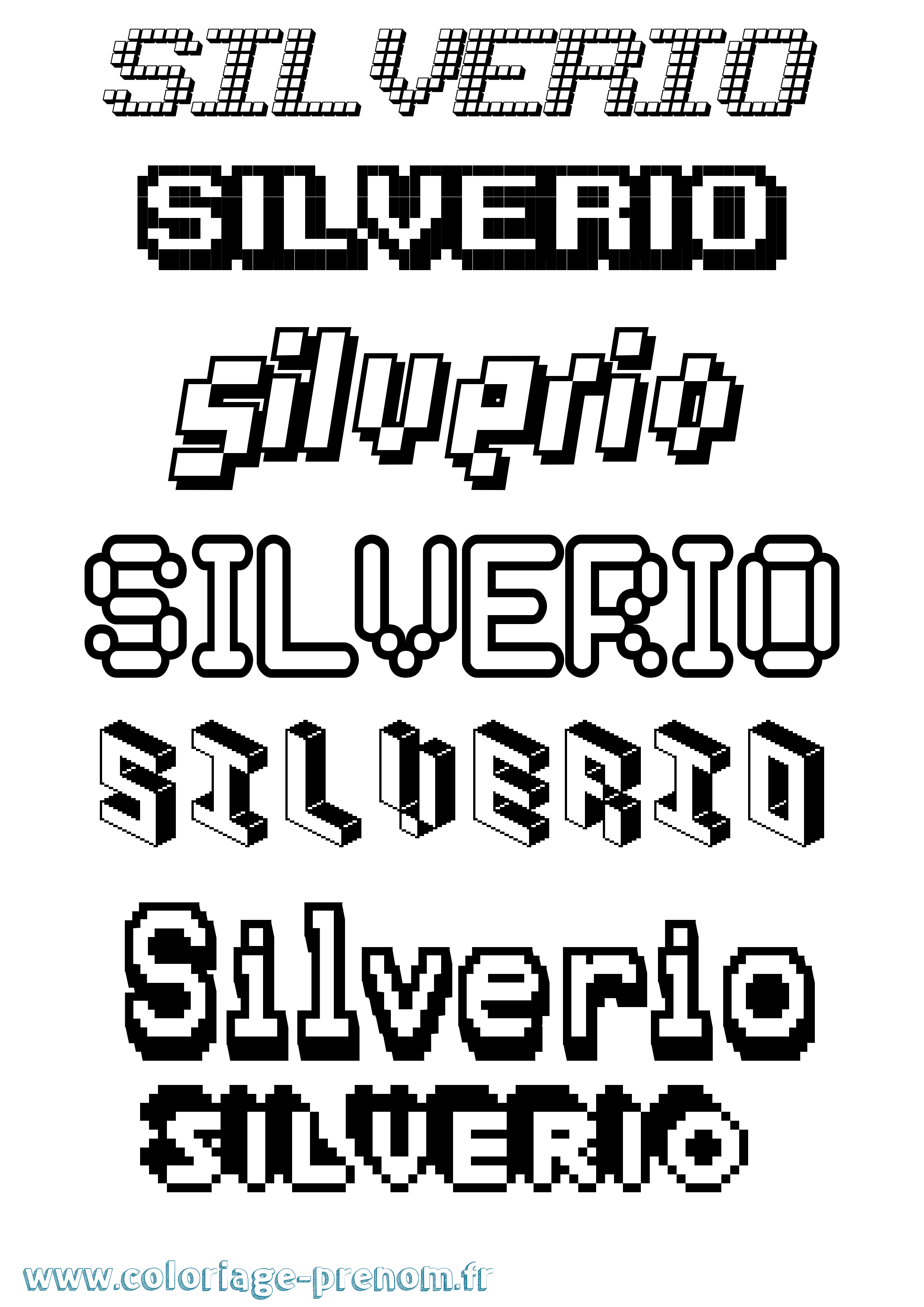 Coloriage prénom Silverio Pixel