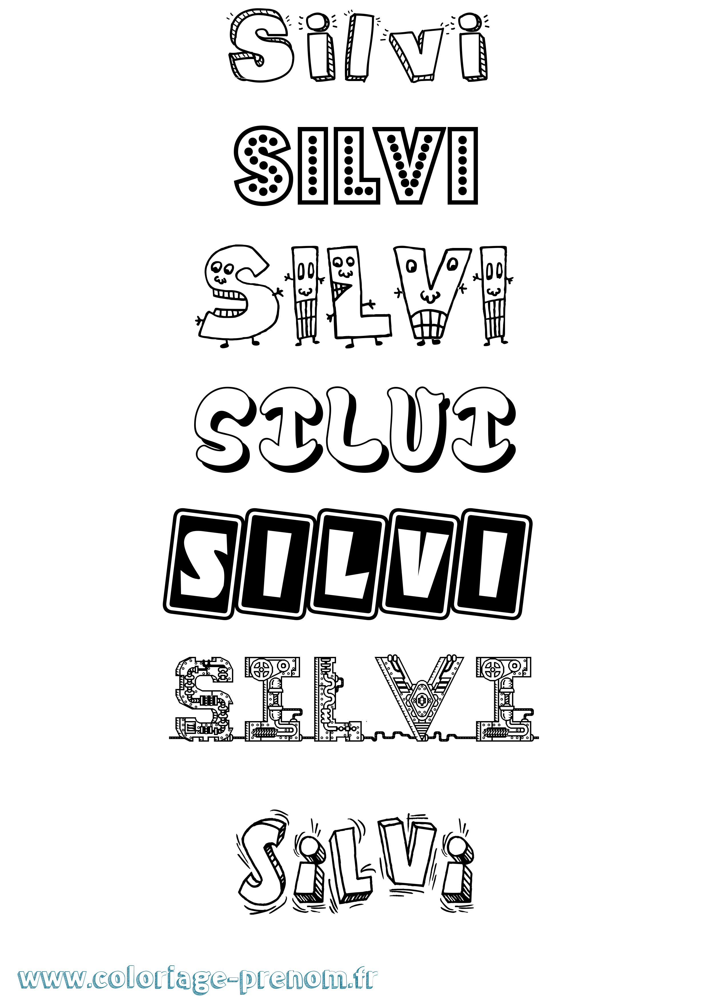 Coloriage prénom Silvi Fun