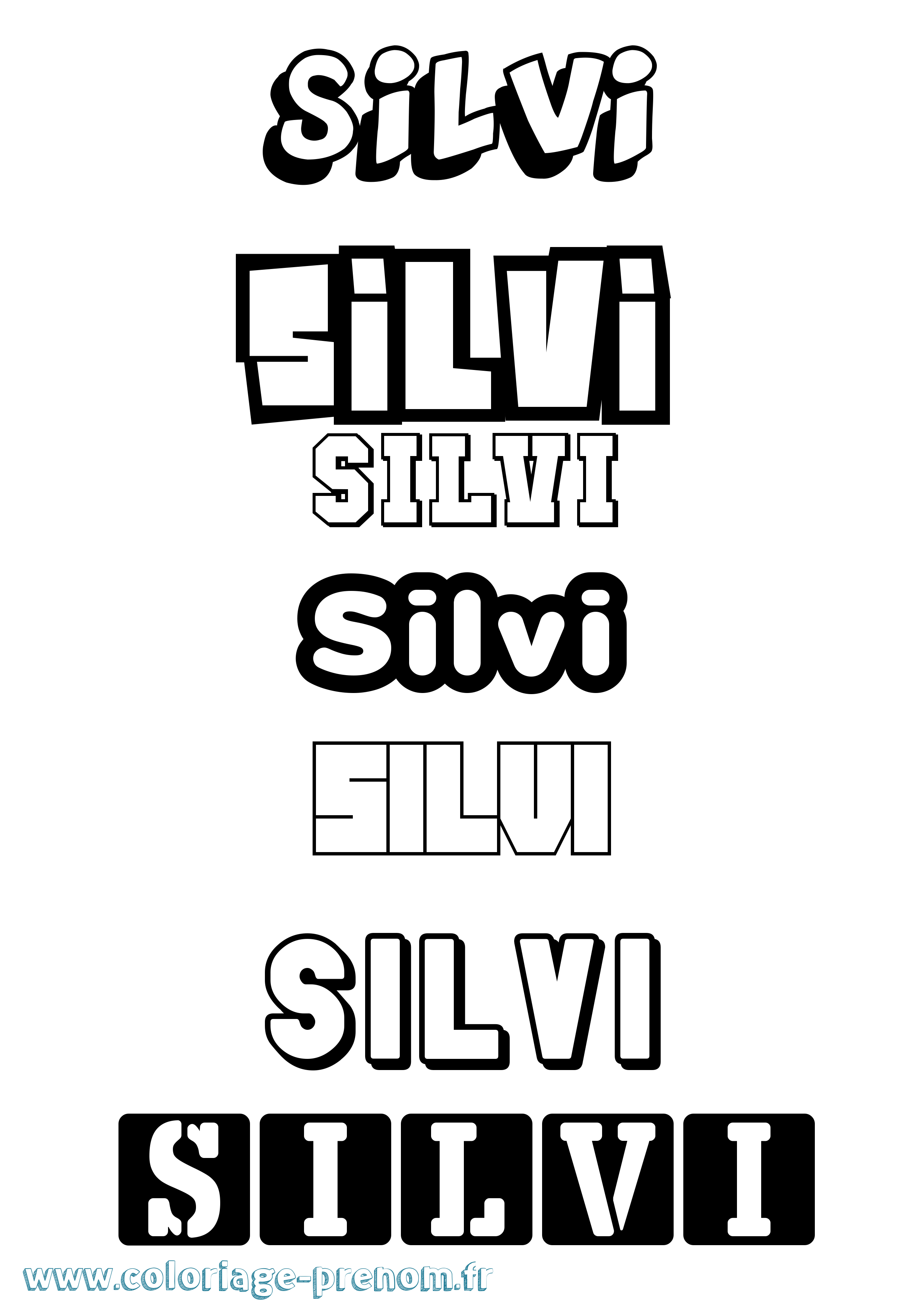 Coloriage prénom Silvi Simple