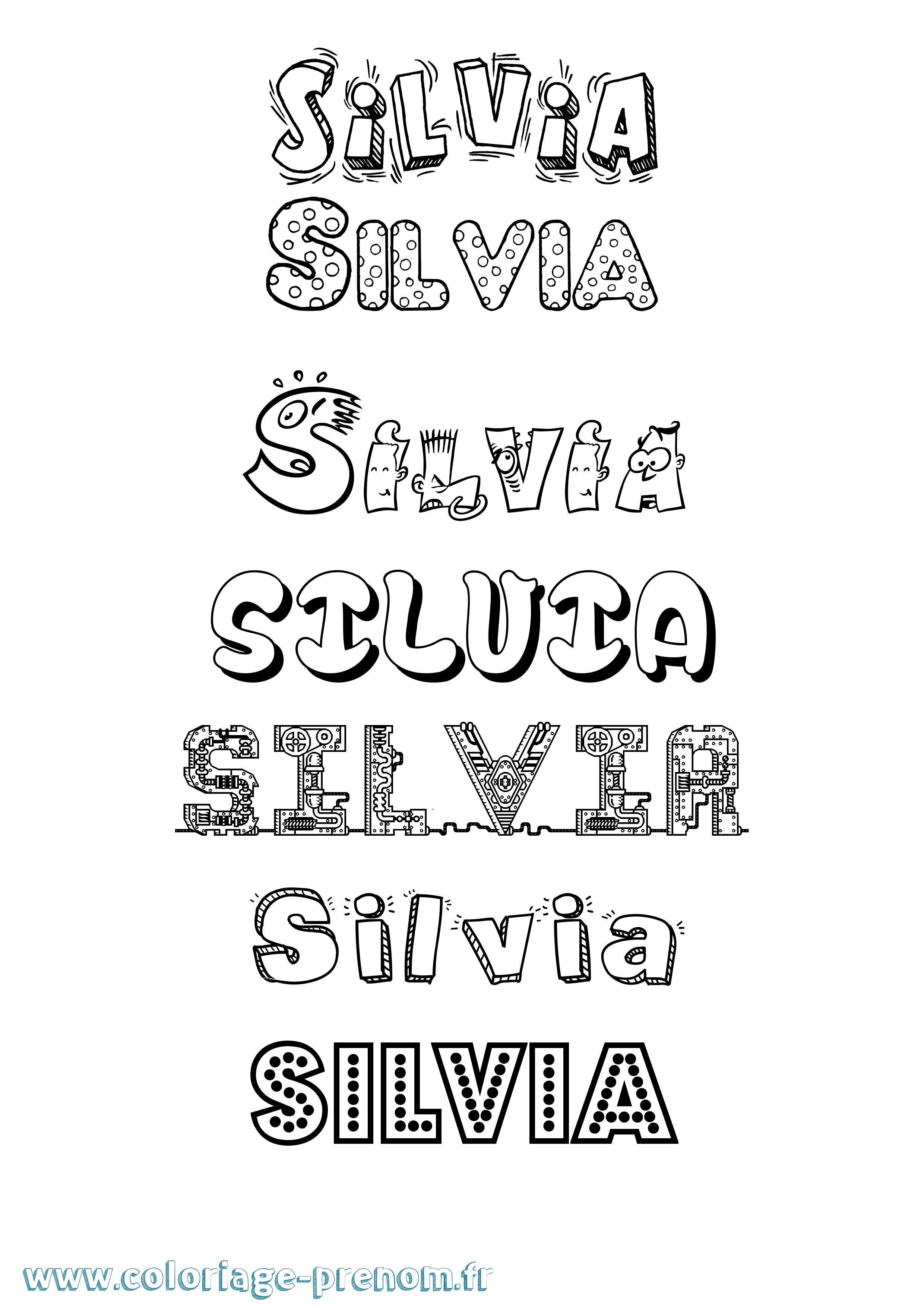 Coloriage prénom Silvia Fun