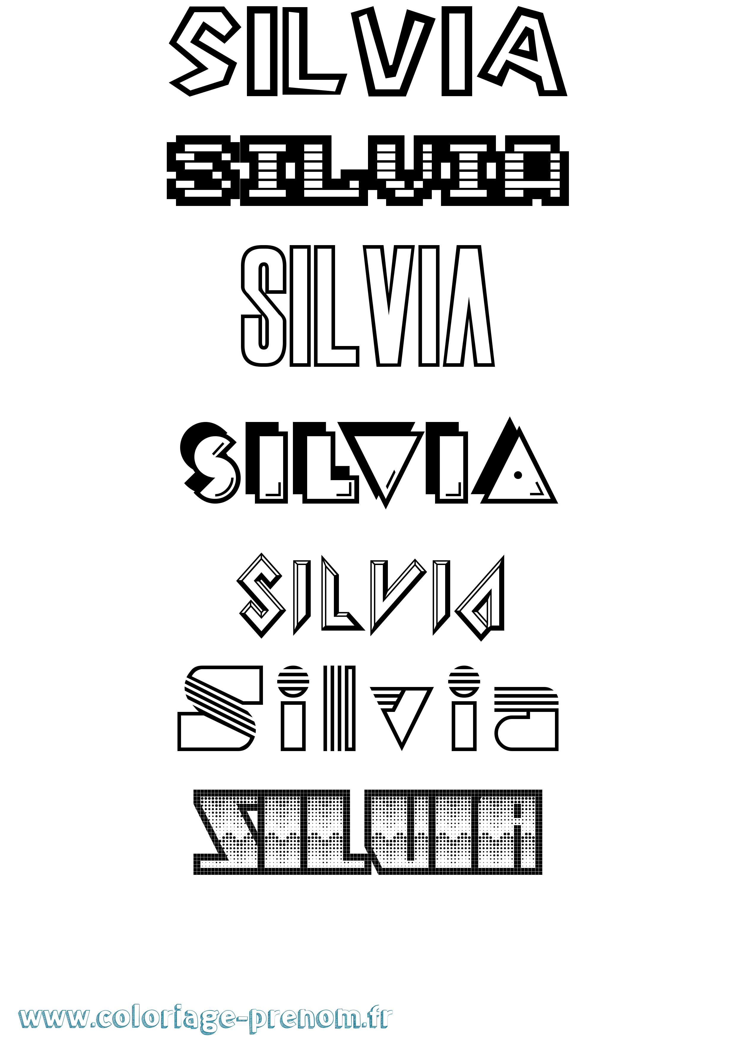 Coloriage prénom Silvia Jeux Vidéos