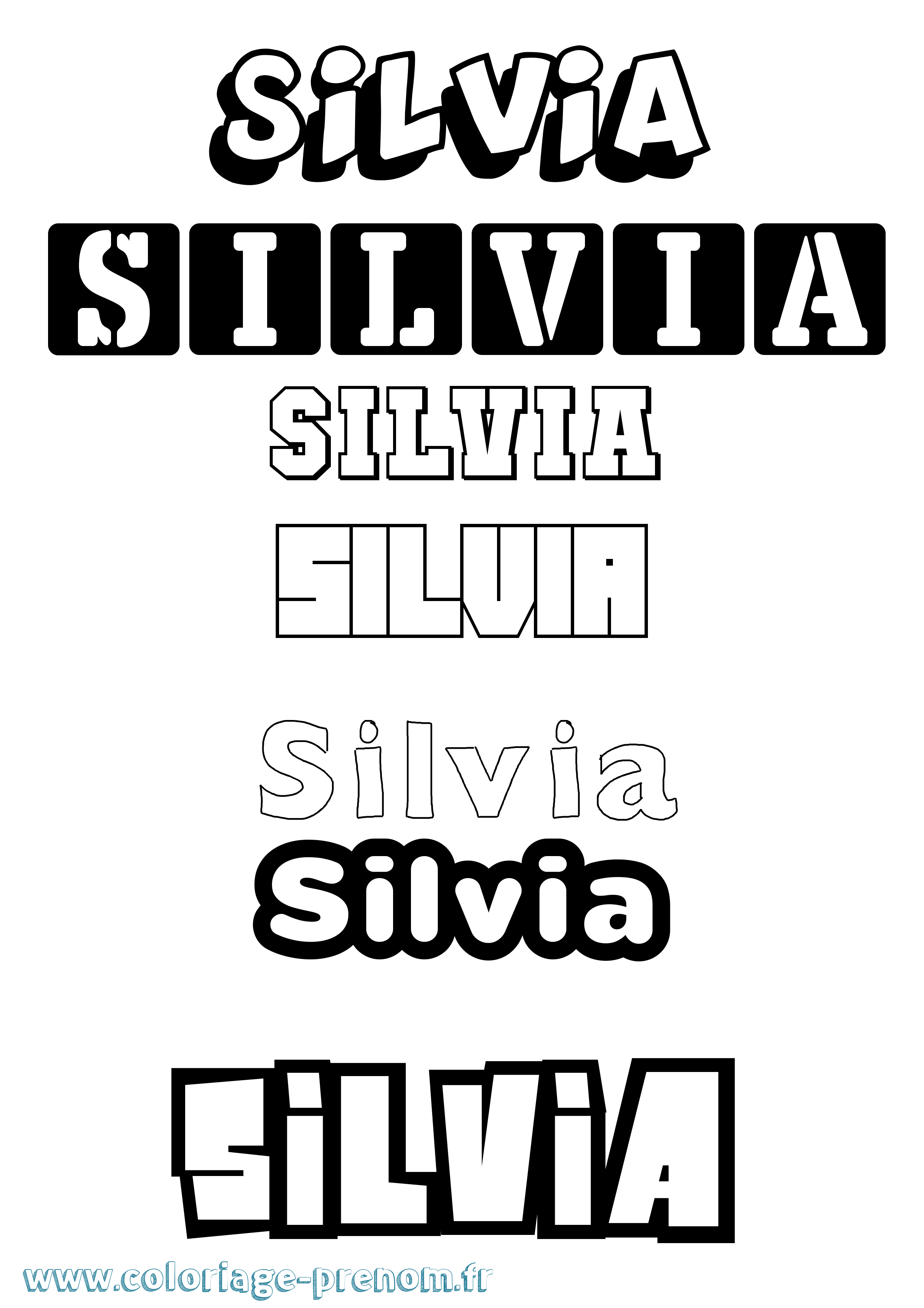 Coloriage prénom Silvia Simple