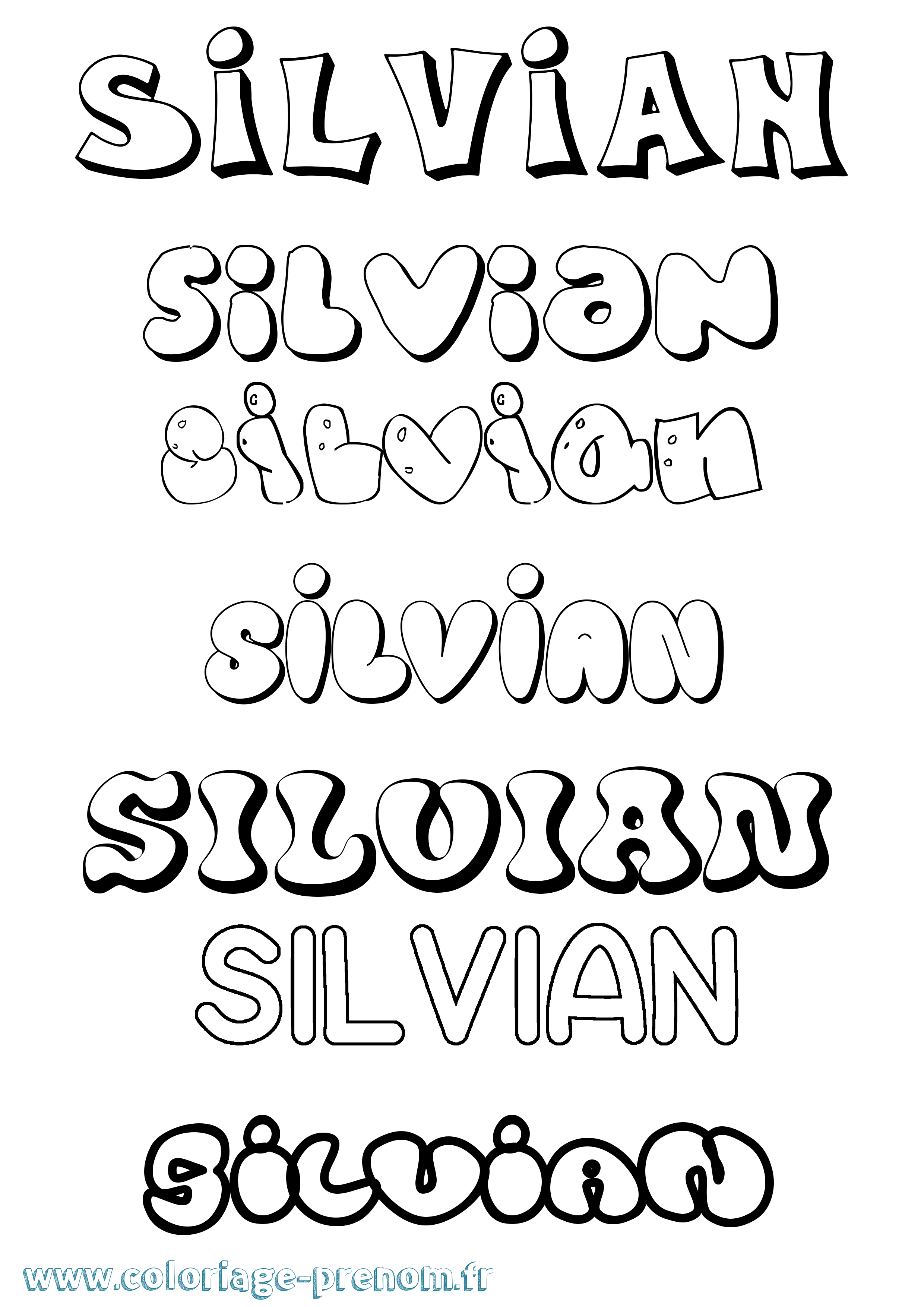 Coloriage Silvian Bubble Coloriage prénom Silvian Bubble