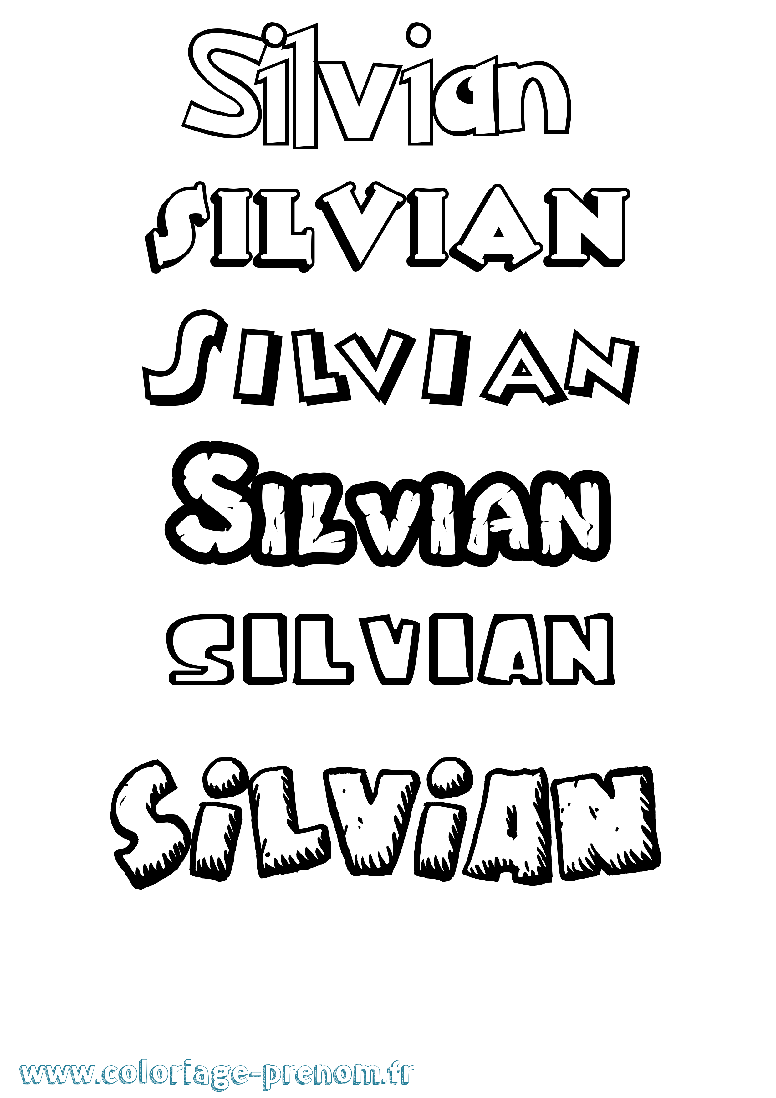 Coloriage Silvian Dessin Animé Coloriage prénom Silvian Dessin Animé