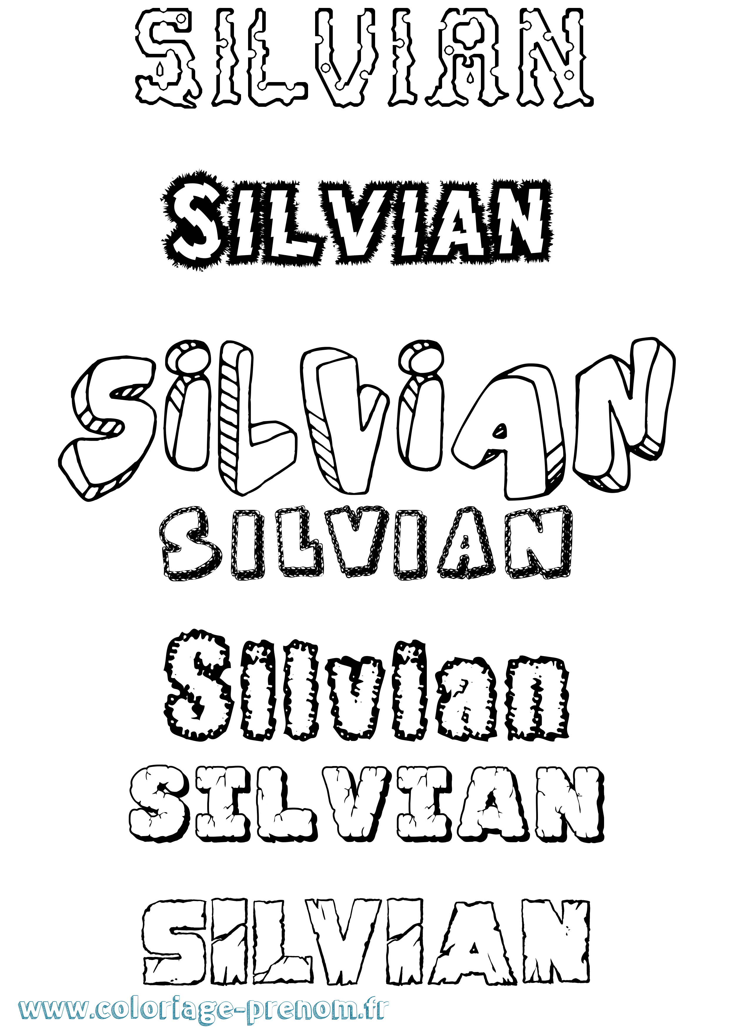 Coloriage Silvian Destructuré Coloriage prénom Silvian Destructuré