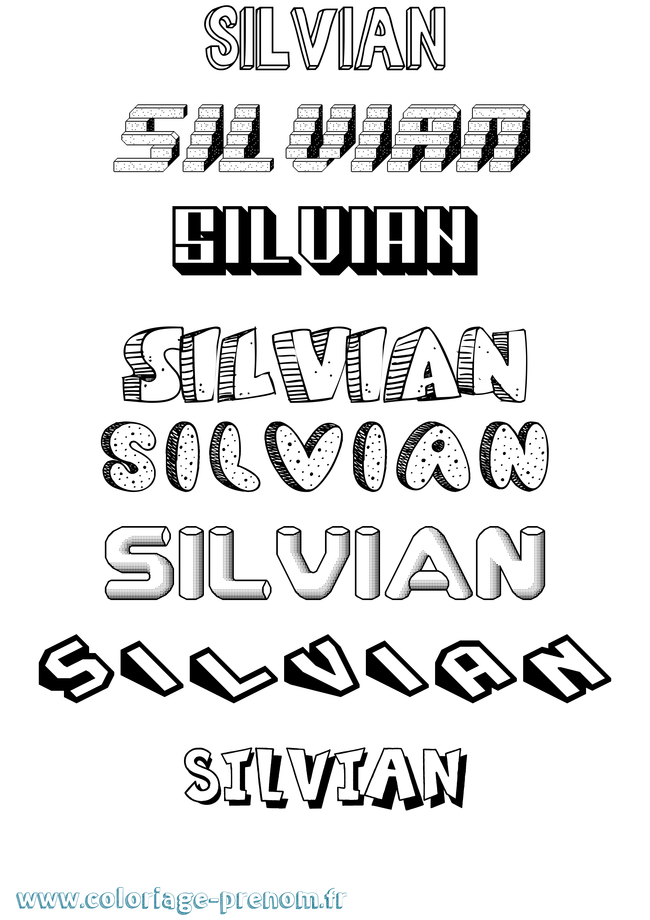 Coloriage Silvian Effet 3D Coloriage prénom Silvian Effet 3D