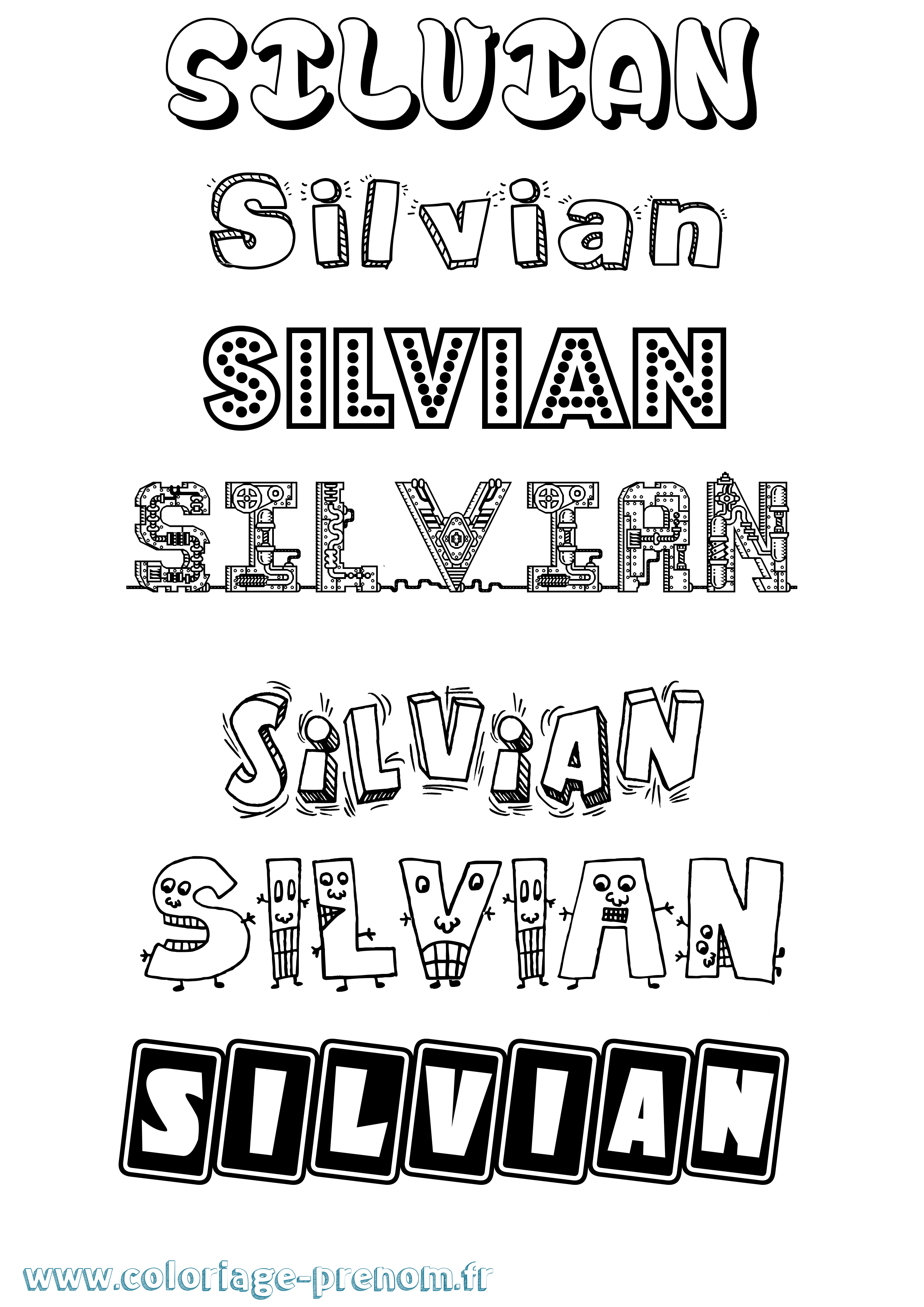 Coloriage prénom Silvian Fun