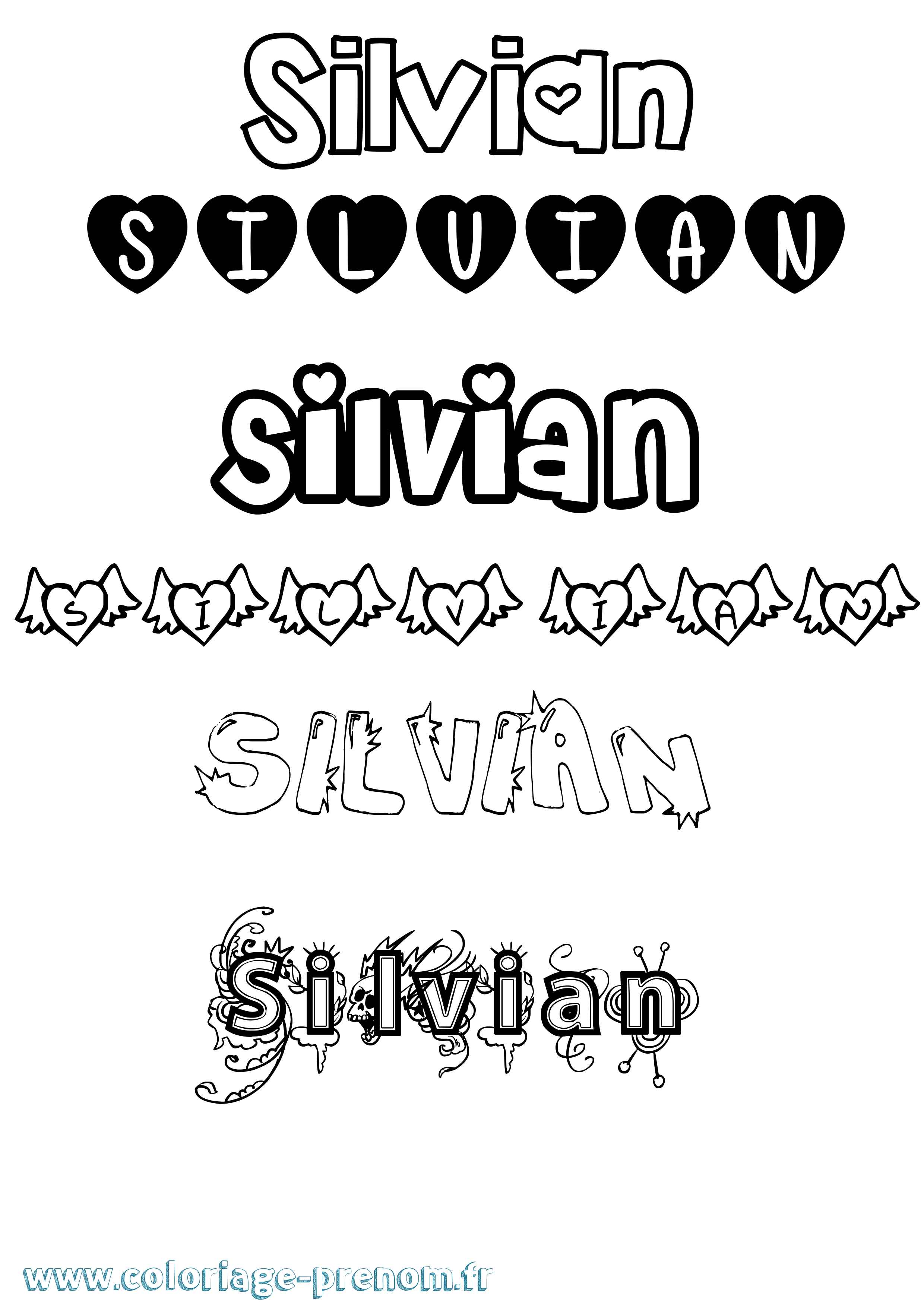 Coloriage prénom Silvian Girly