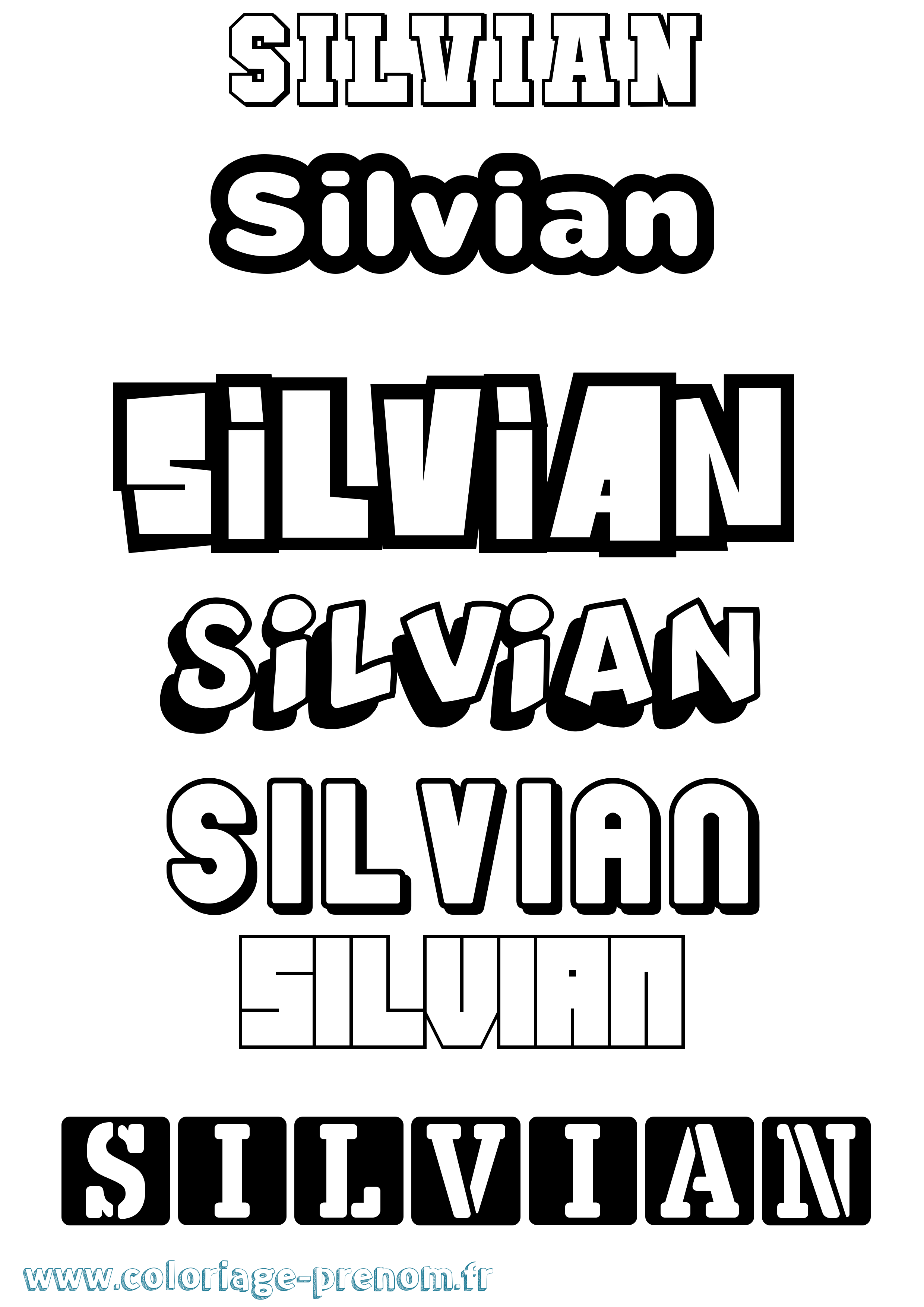 Coloriage prénom Silvian Simple