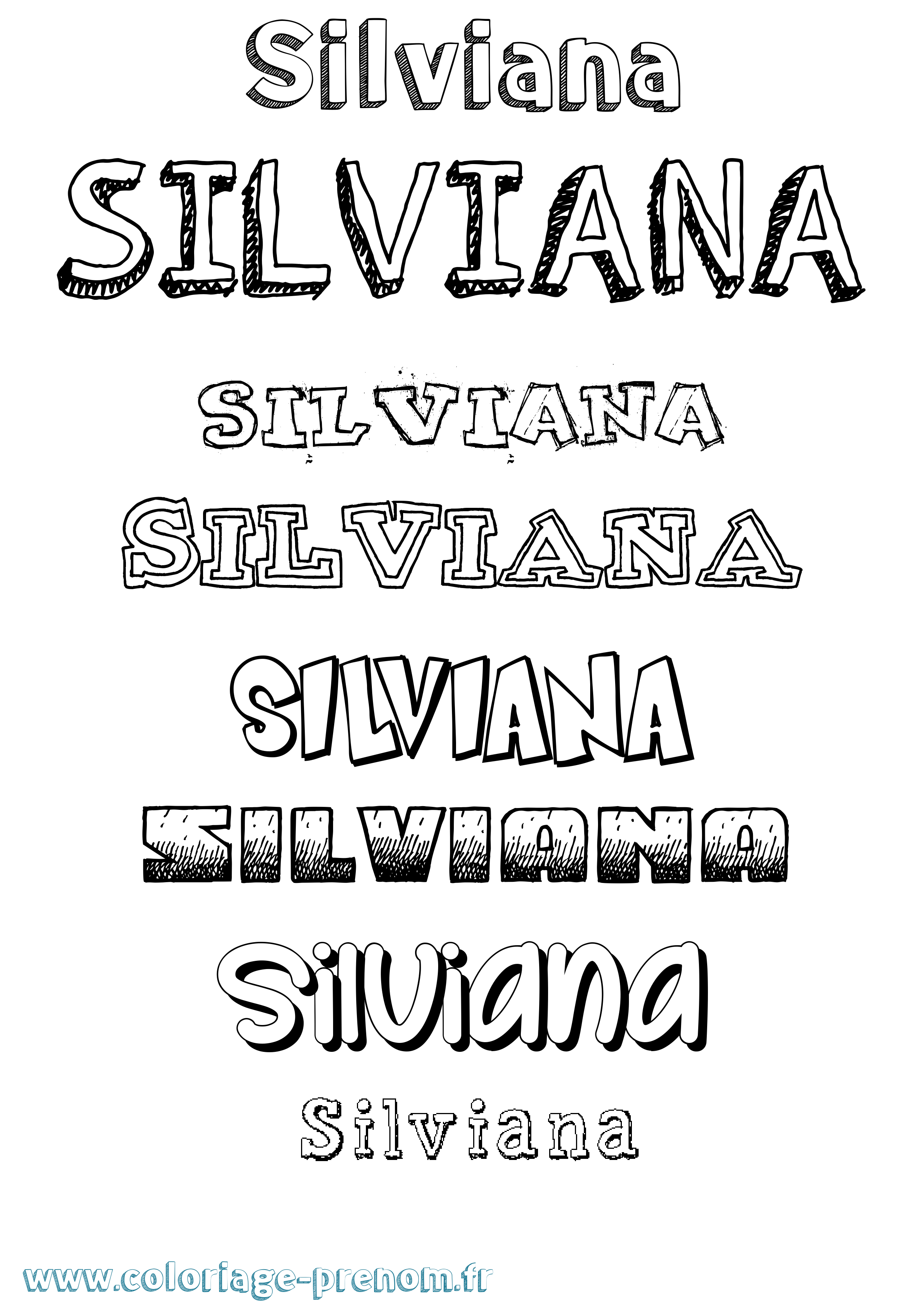 Coloriage prénom Silviana Dessiné