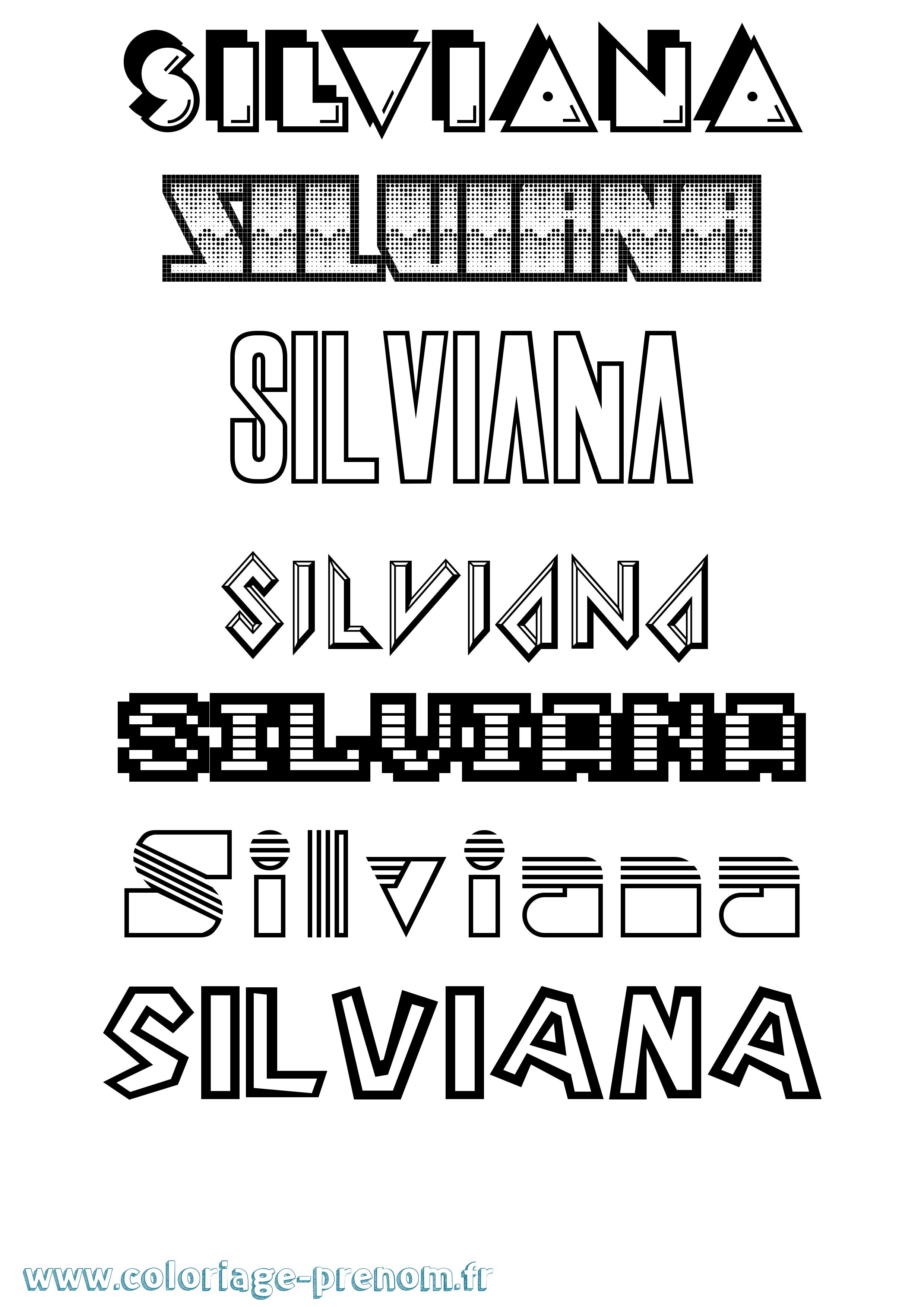 Coloriage prénom Silviana Jeux Vidéos