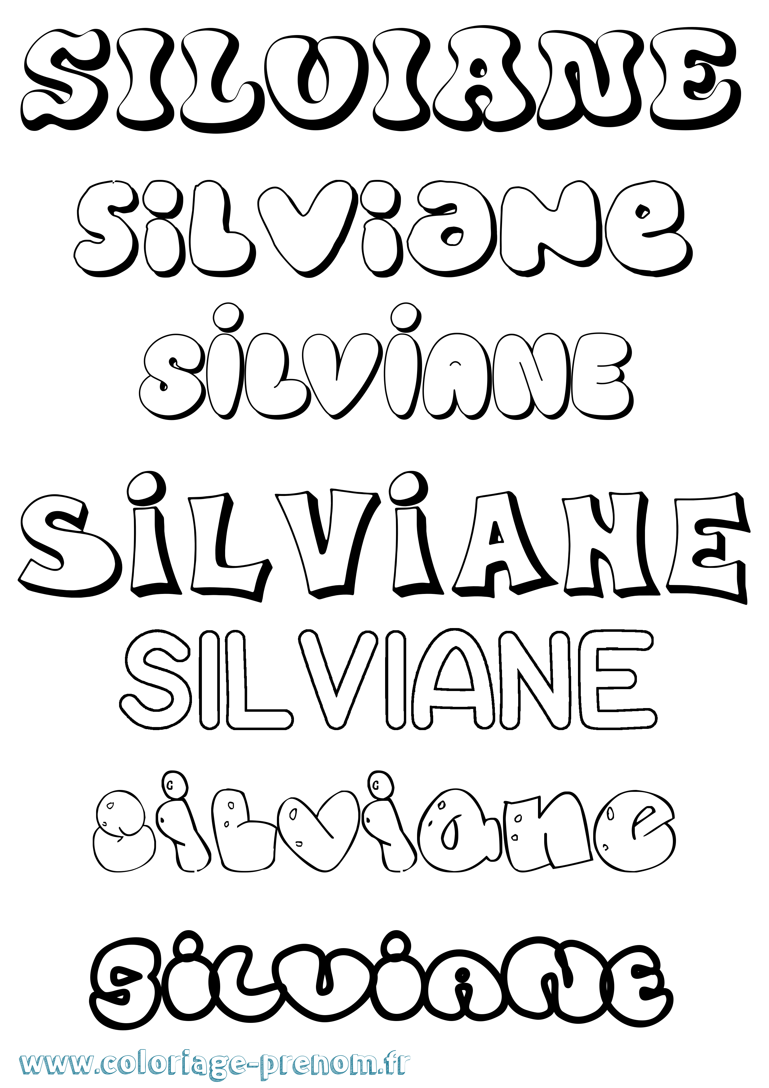 Coloriage prénom Silviane Bubble
