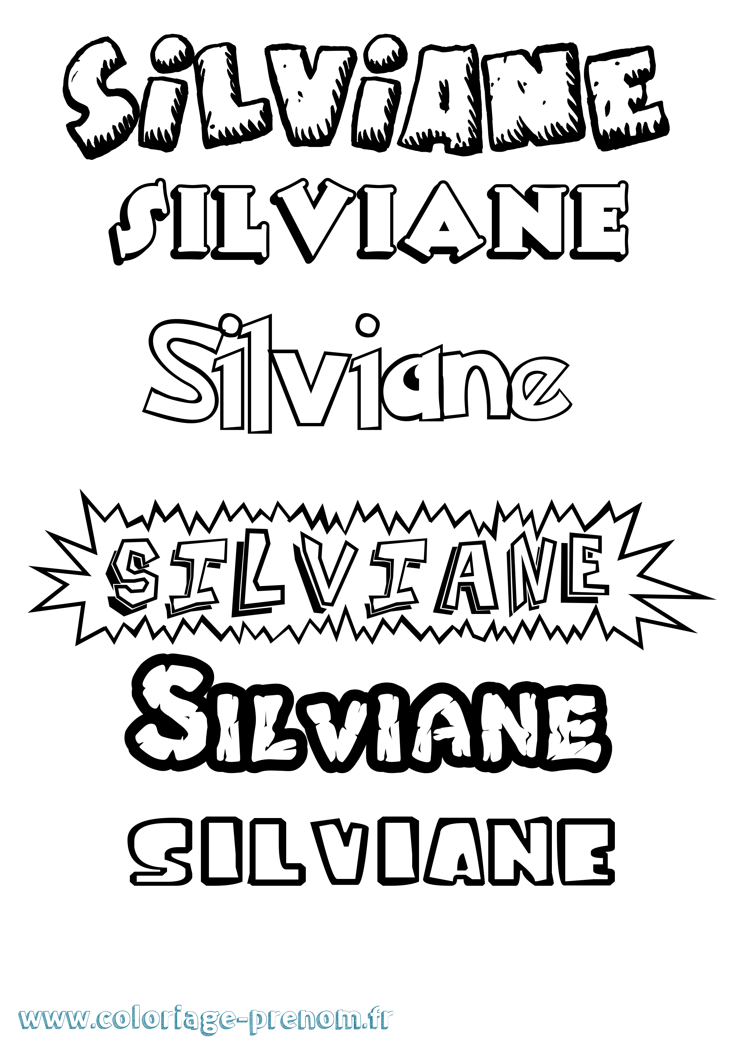 Coloriage prénom Silviane Dessin Animé