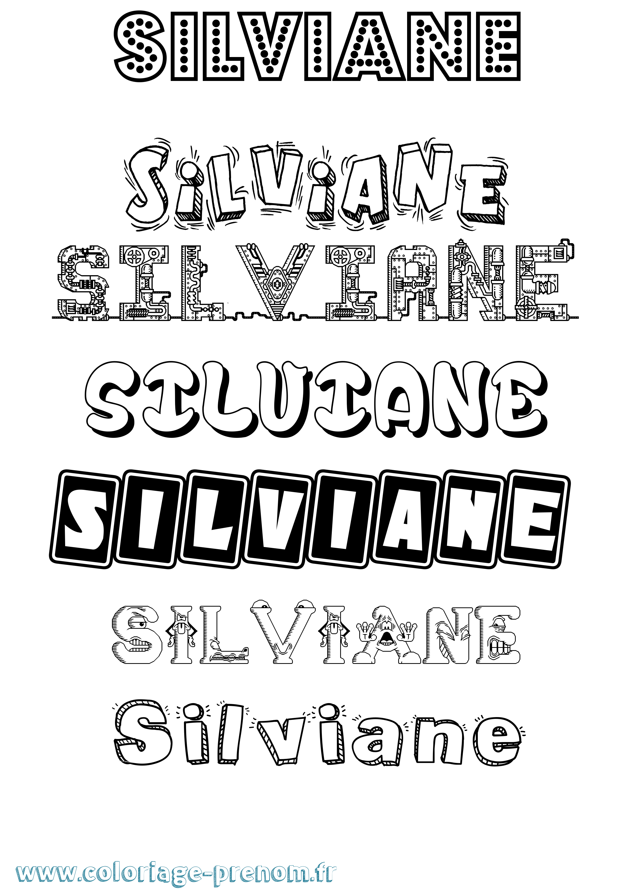 Coloriage prénom Silviane Fun