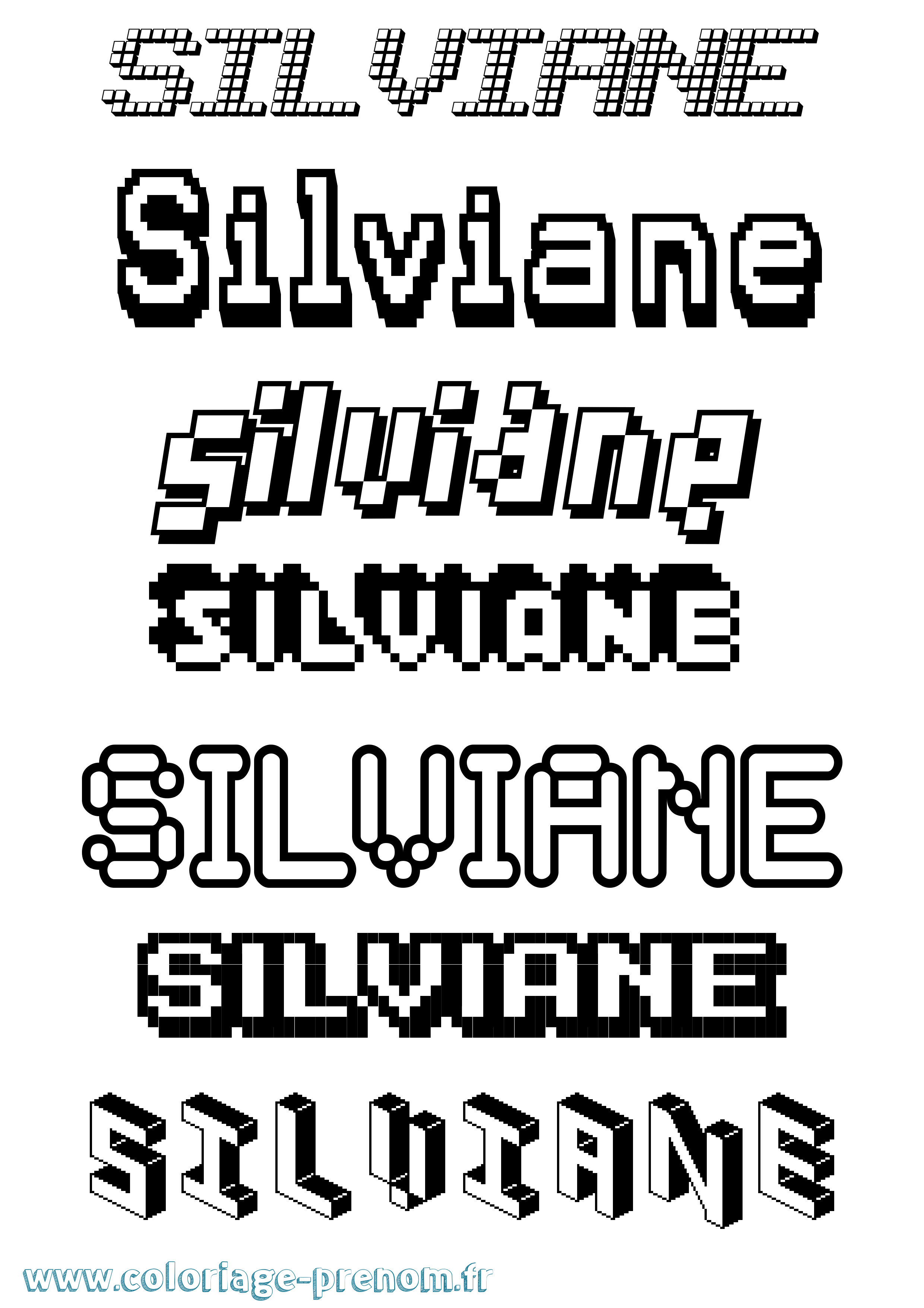 Coloriage prénom Silviane Pixel