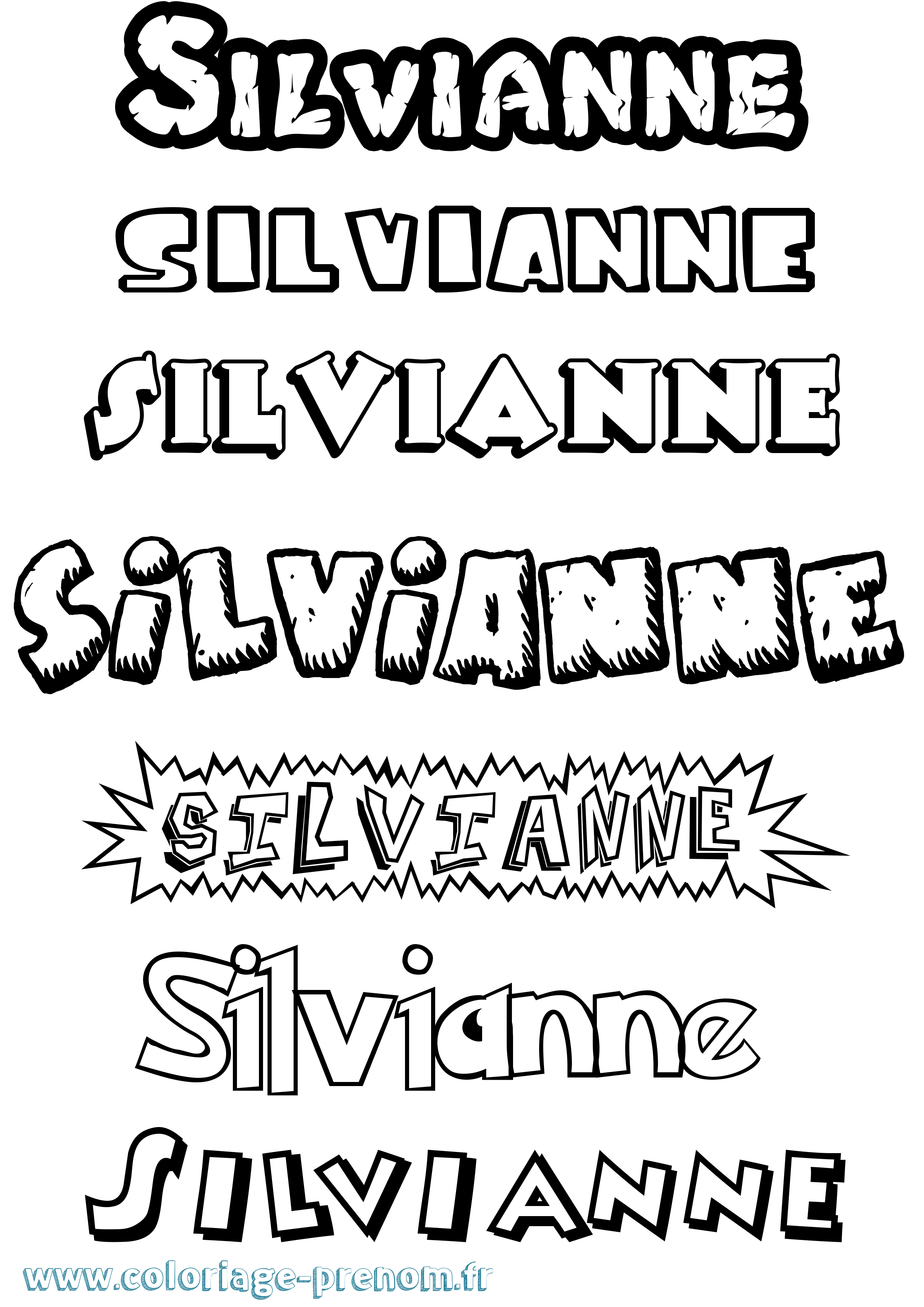 Coloriage prénom Silvianne Dessin Animé